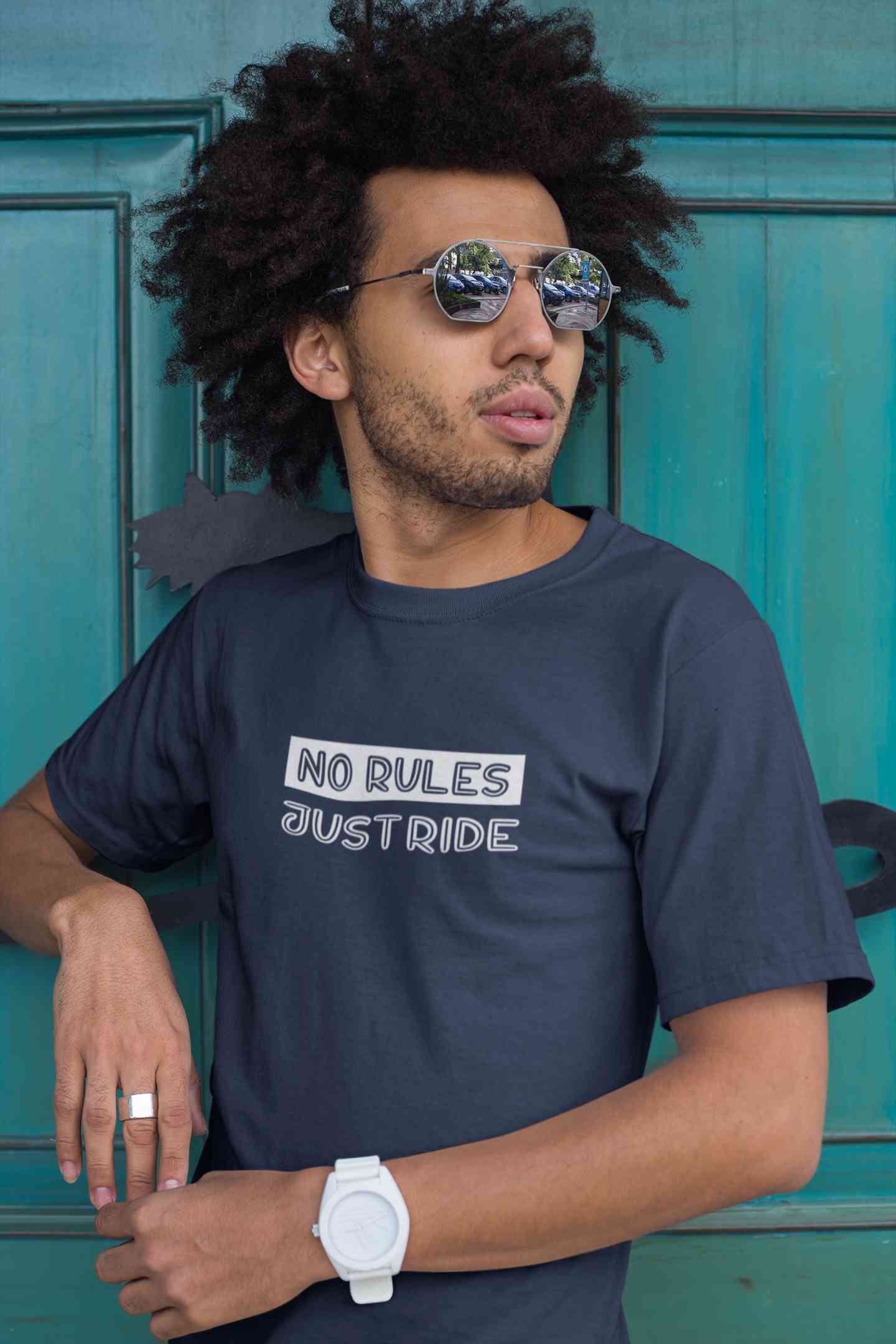 No Rules Just Ride Mens Half Sleeves T-shirt- FunkyTeesClub