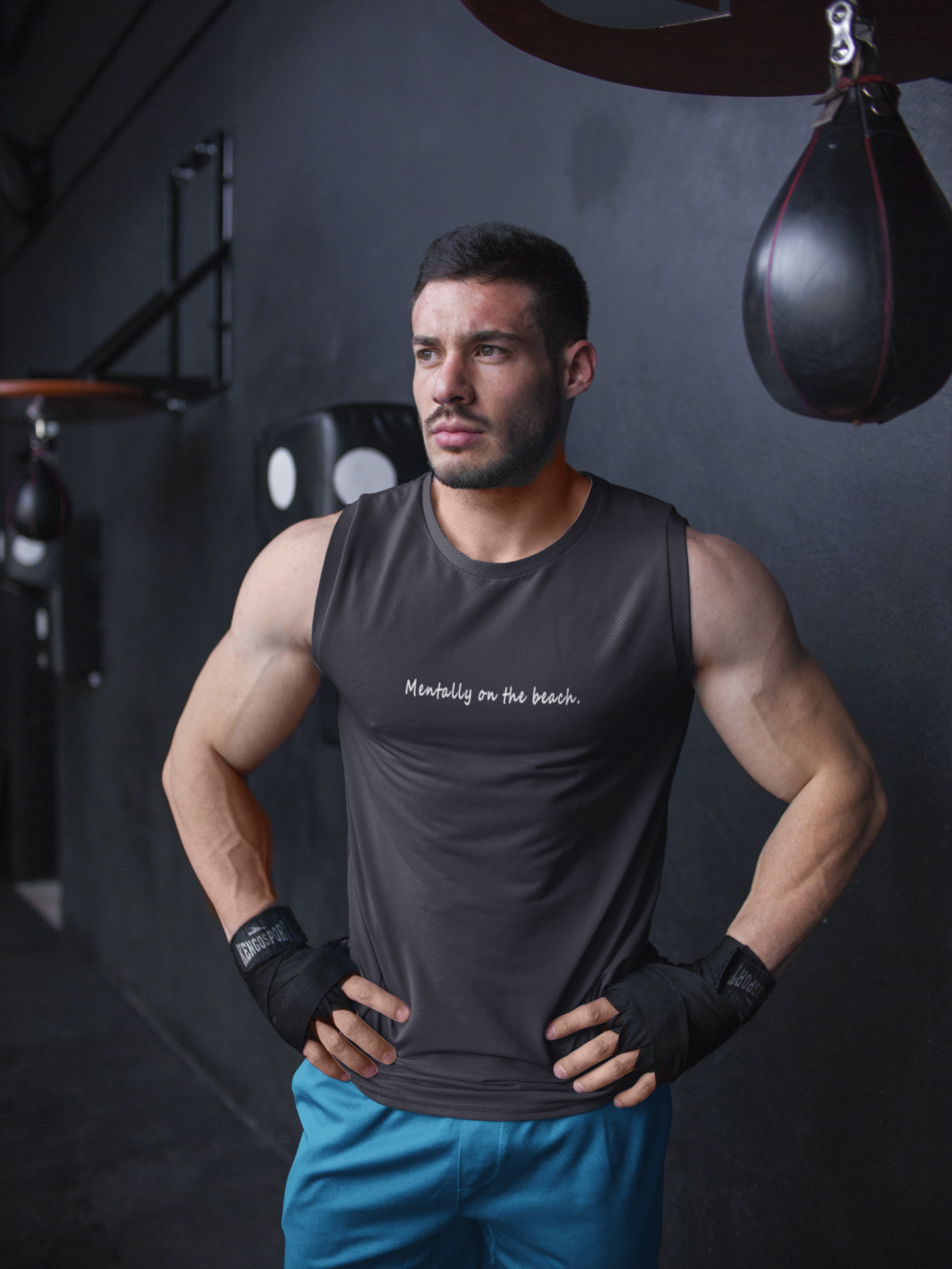 Mentally On The Beach Minimal Men Gym Vest-FunkyTeesClub
