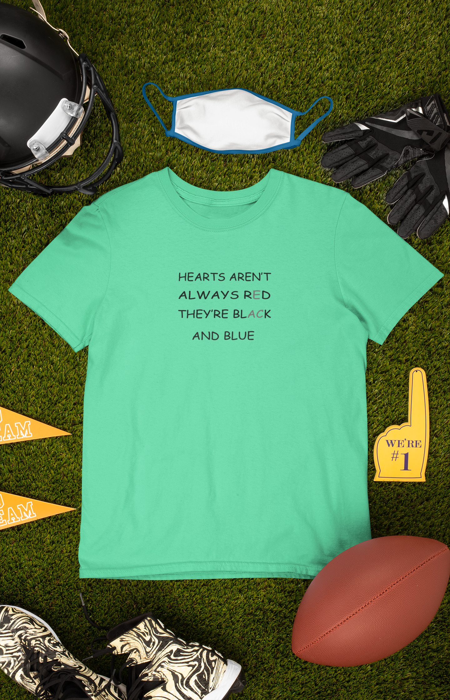 Hearts Arent Always Red They Are Black And Blue Mens Half Sleeves T-shirt- FunkyTeesClub