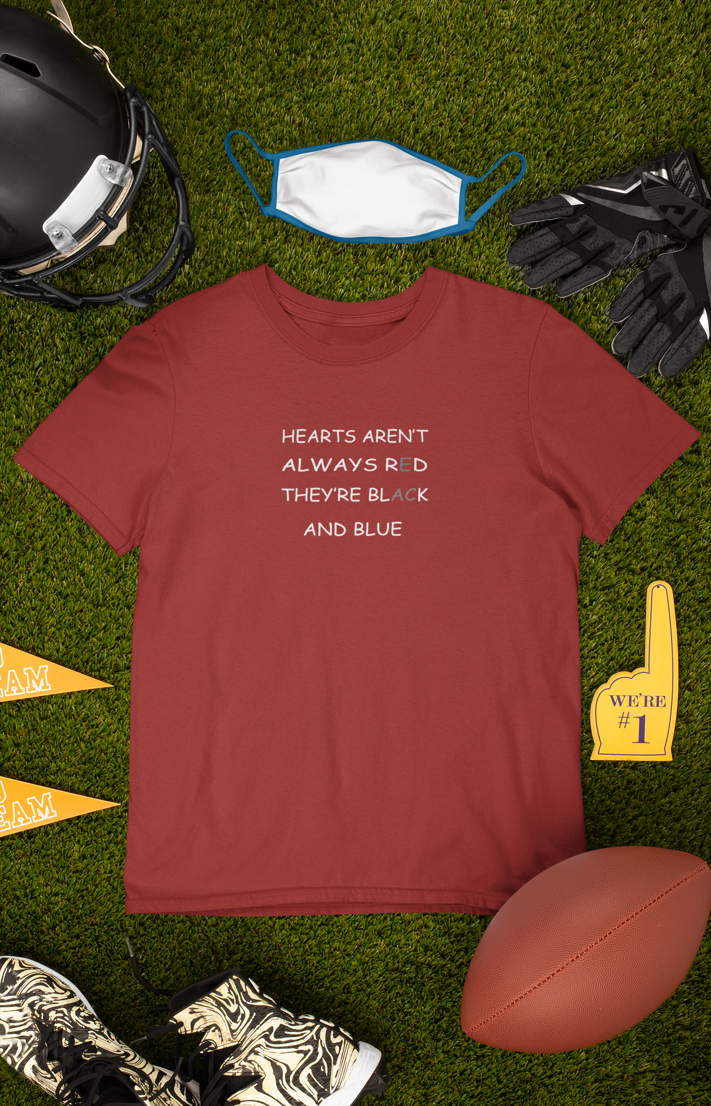 Hearts Arent Always Red They Are Black And Blue Mens Half Sleeves T-shirt- FunkyTeesClub