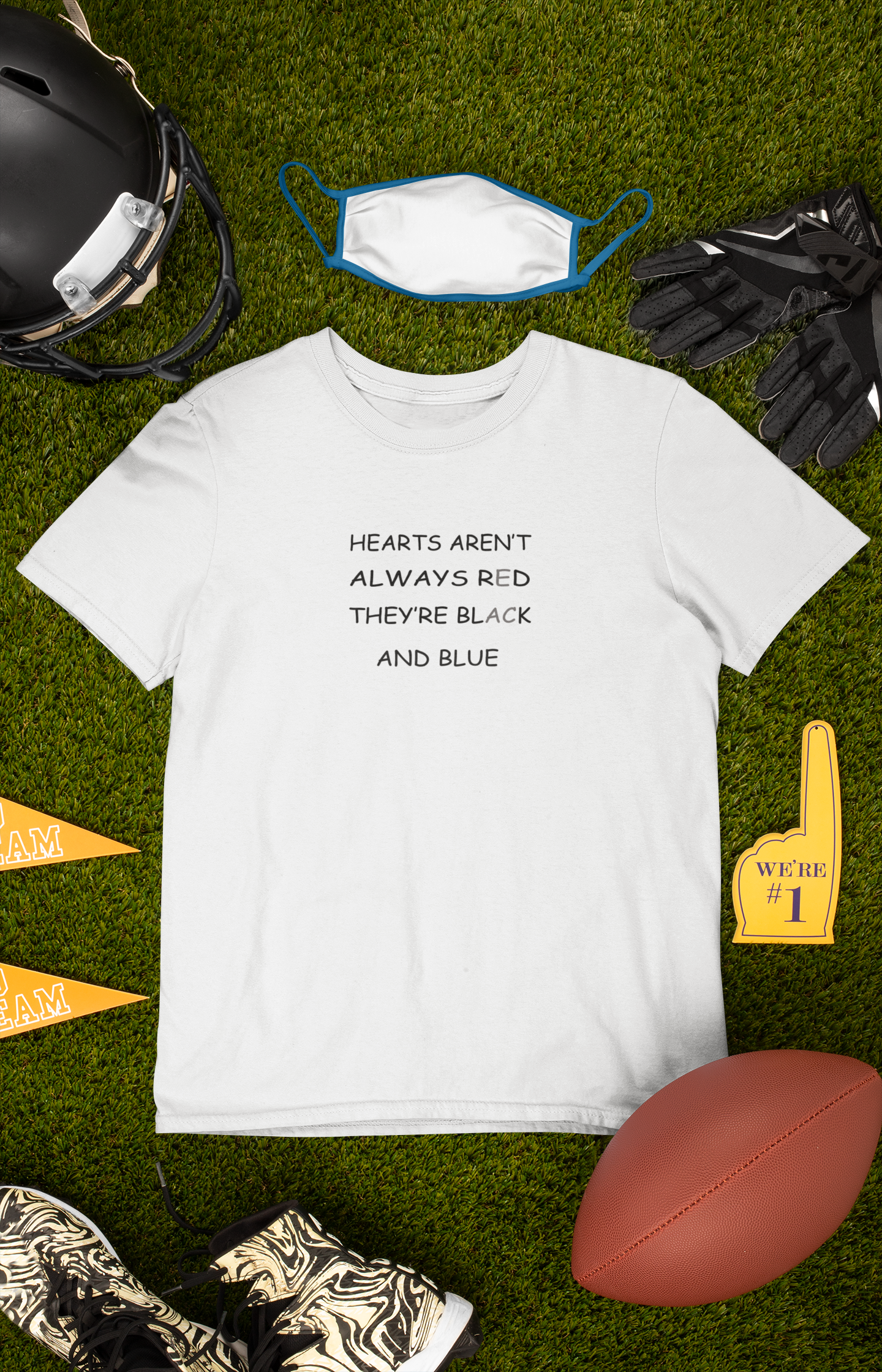 Hearts Arent Always Red They Are Black And Blue Mens Half Sleeves T-shirt- FunkyTeesClub