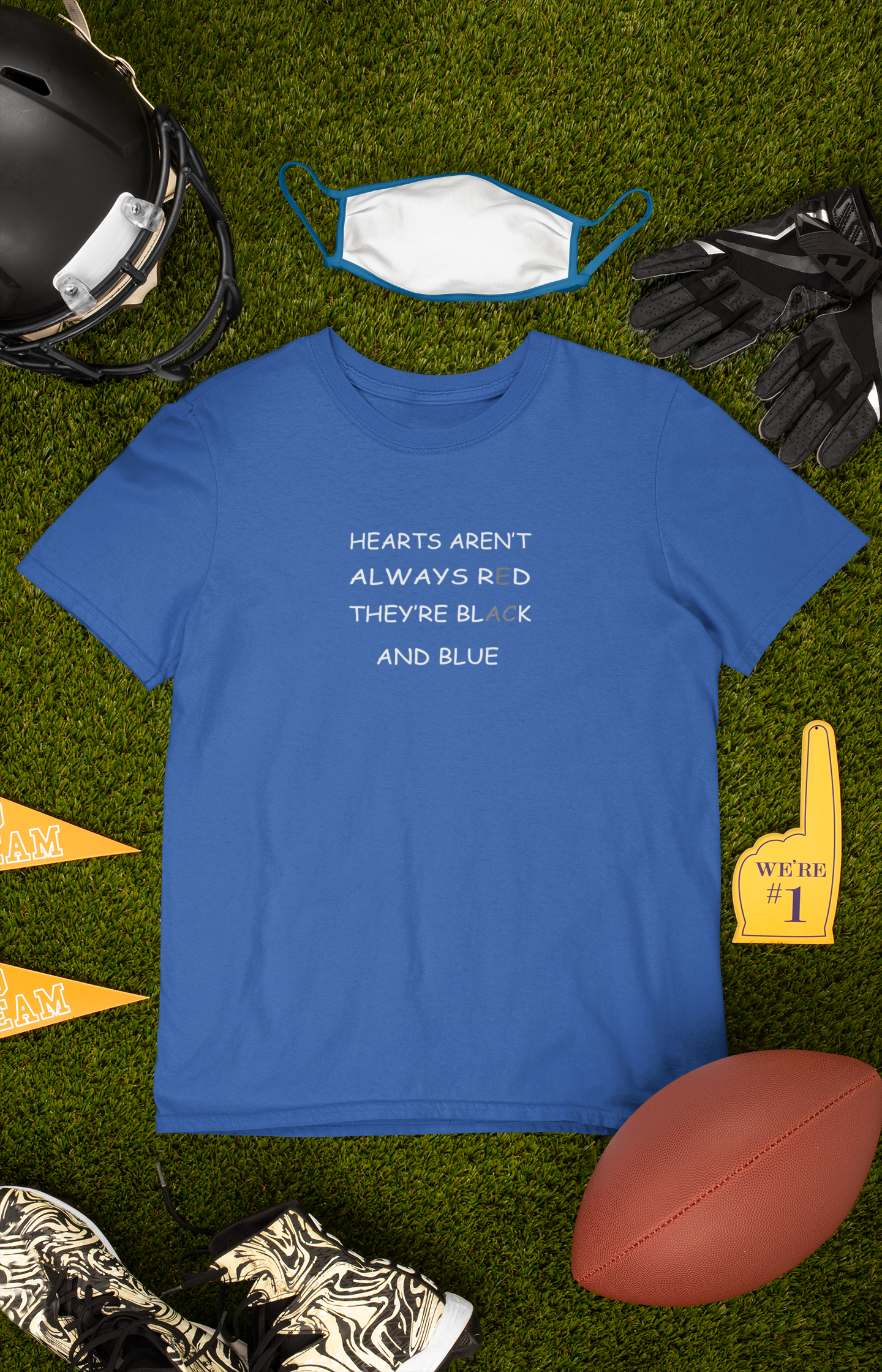 Hearts Arent Always Red They Are Black And Blue Mens Half Sleeves T-shirt- FunkyTeesClub