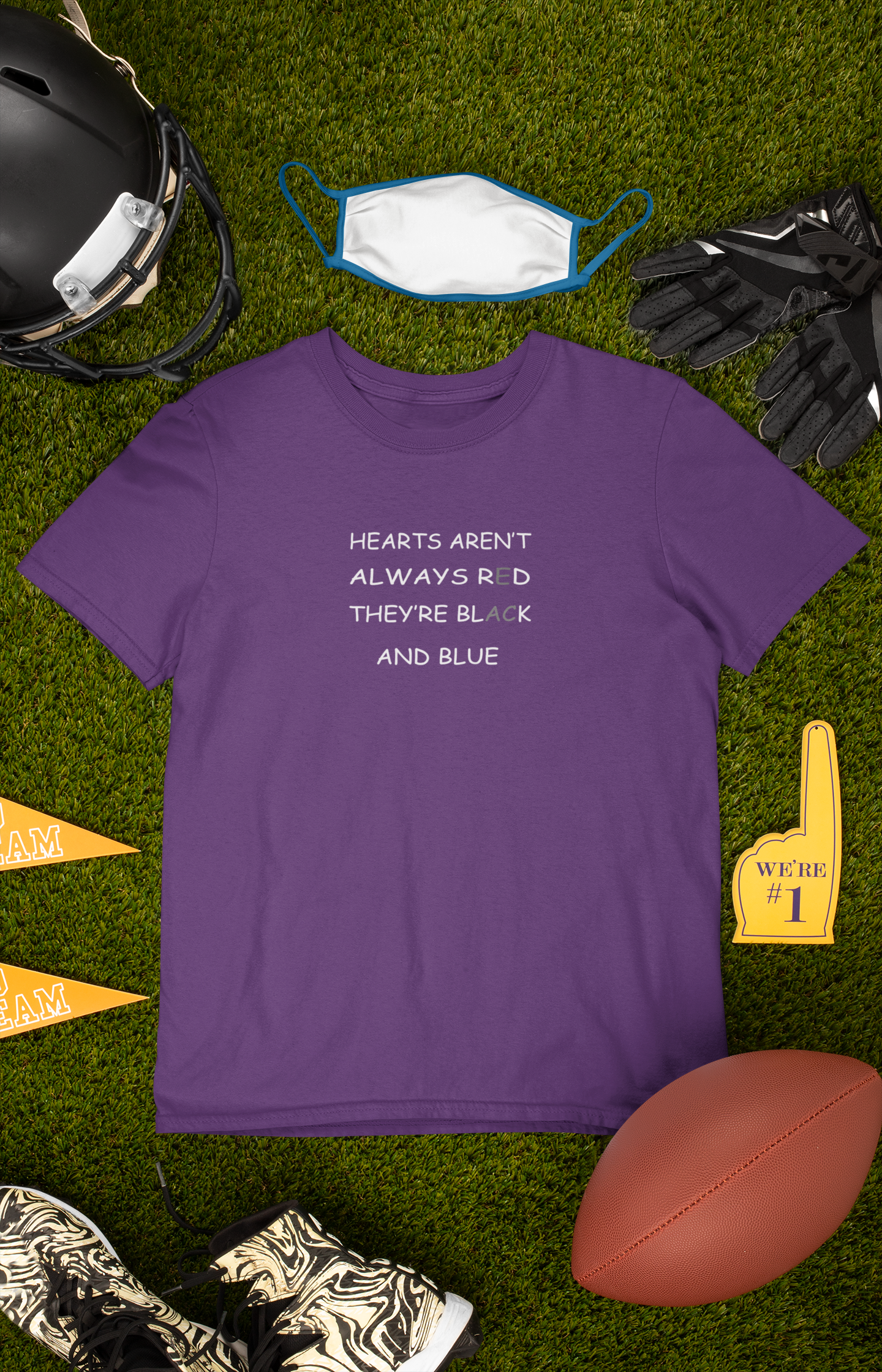 Hearts Arent Always Red They Are Black And Blue Mens Half Sleeves T-shirt- FunkyTeesClub