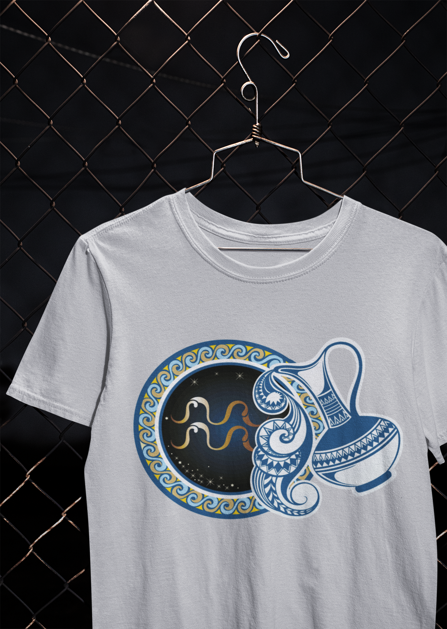 Aquarius Zodiac Sign Mens Half Sleeves T-shirt- FunkyTeesClub
