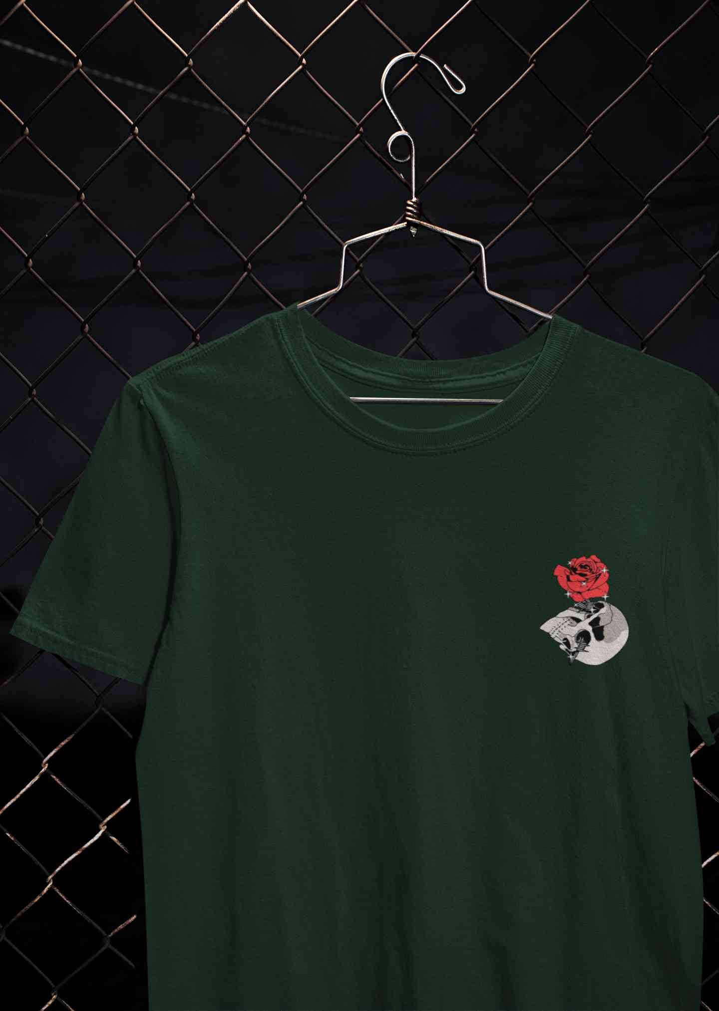 Skull Rose Mens Half Sleeves T-shirt- FunkyTeesClub