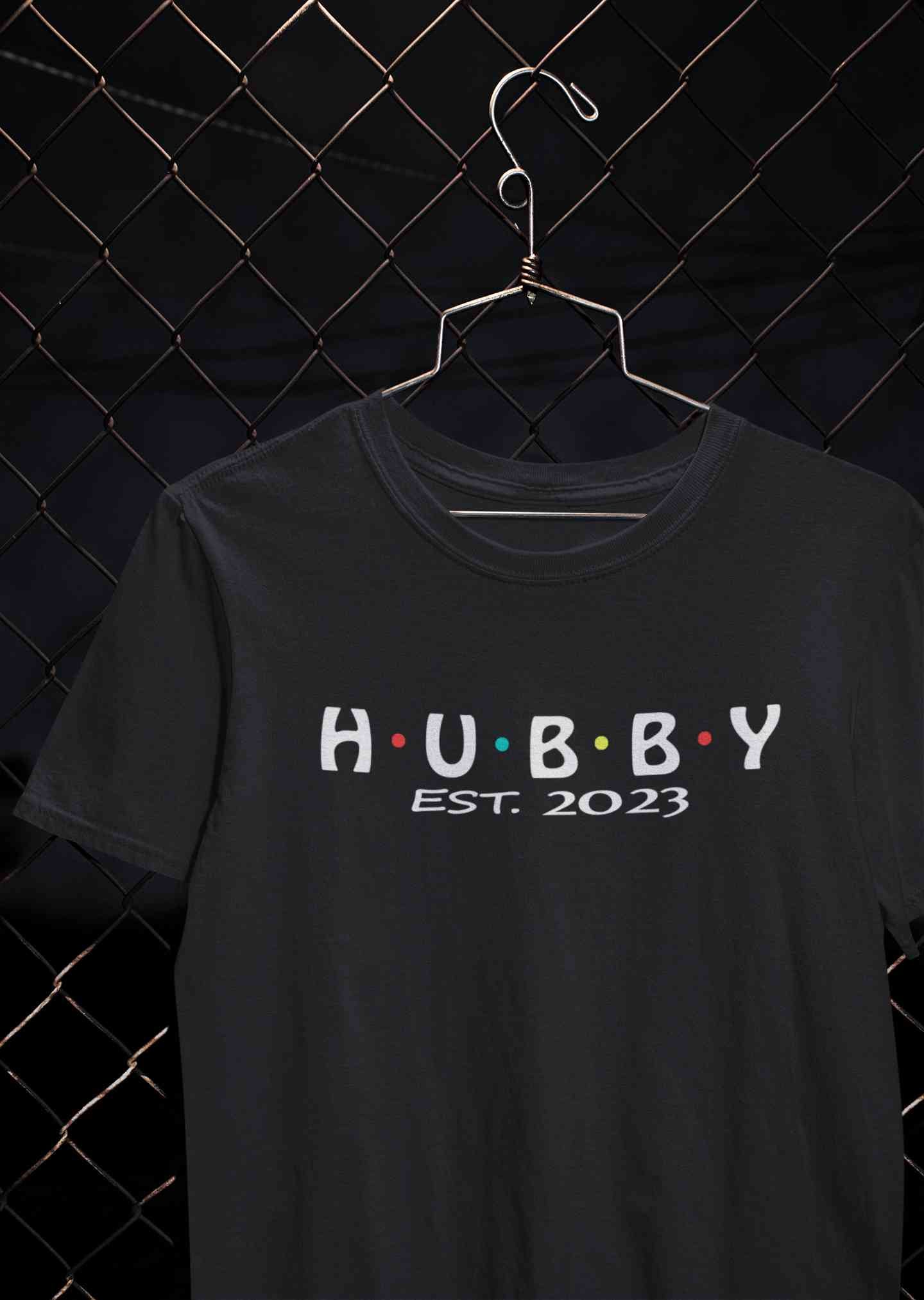 Hubby Wifey Est 2023 Couple Half Sleeves T-Shirts -FunkyTeesClub