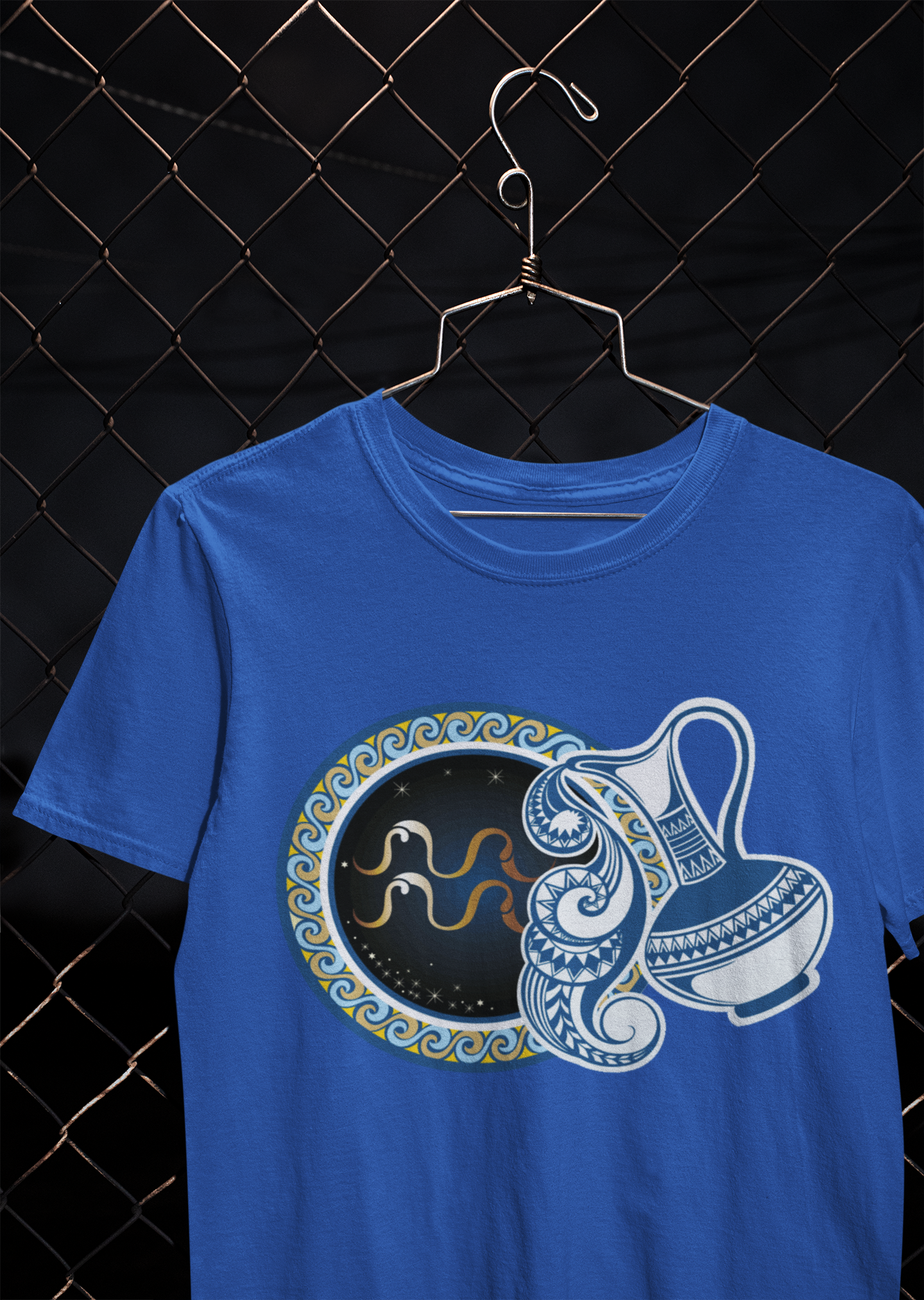Aquarius Zodiac Sign Mens Half Sleeves T-shirt- FunkyTeesClub