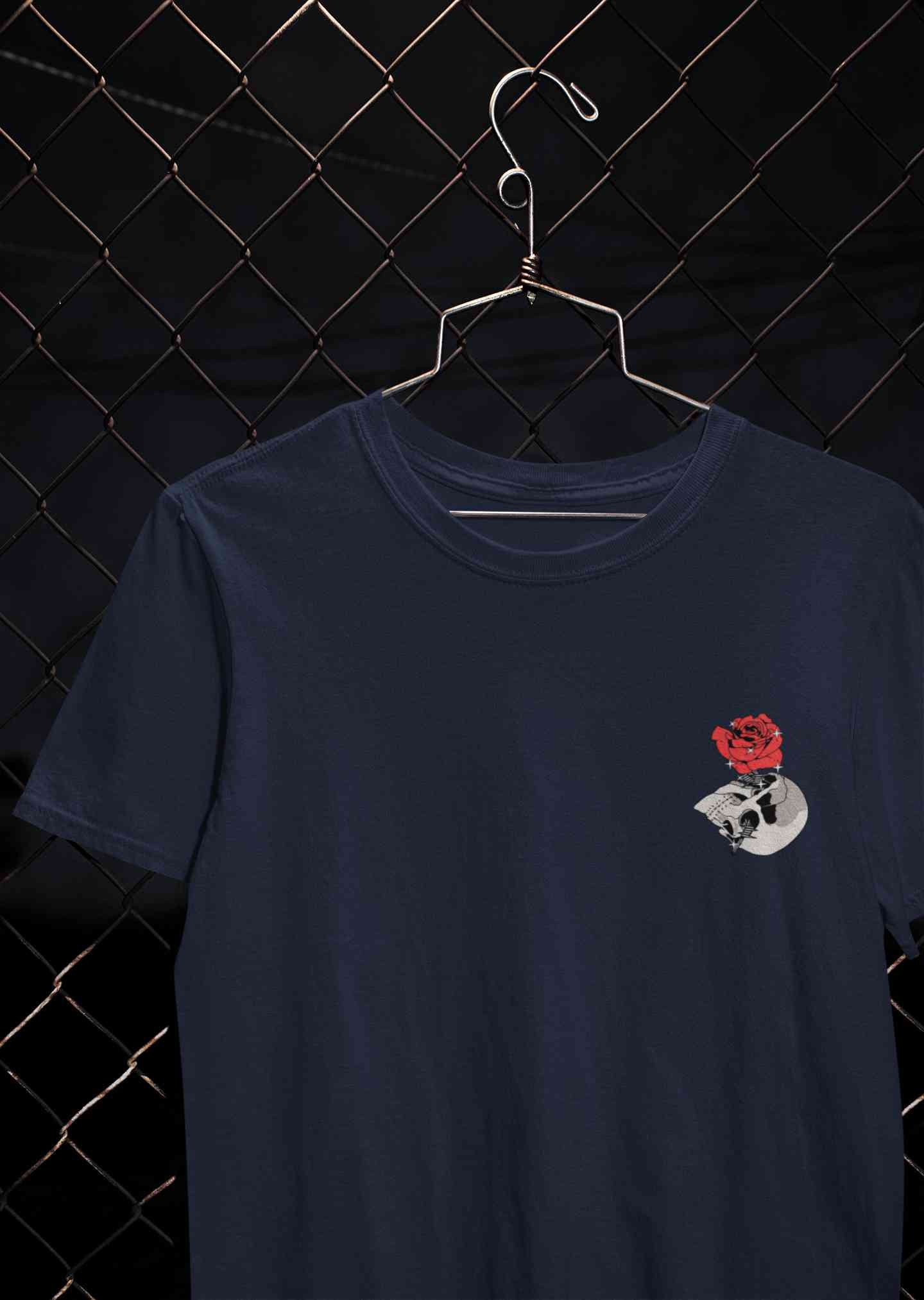 Skull Rose Mens Half Sleeves T-shirt- FunkyTeesClub