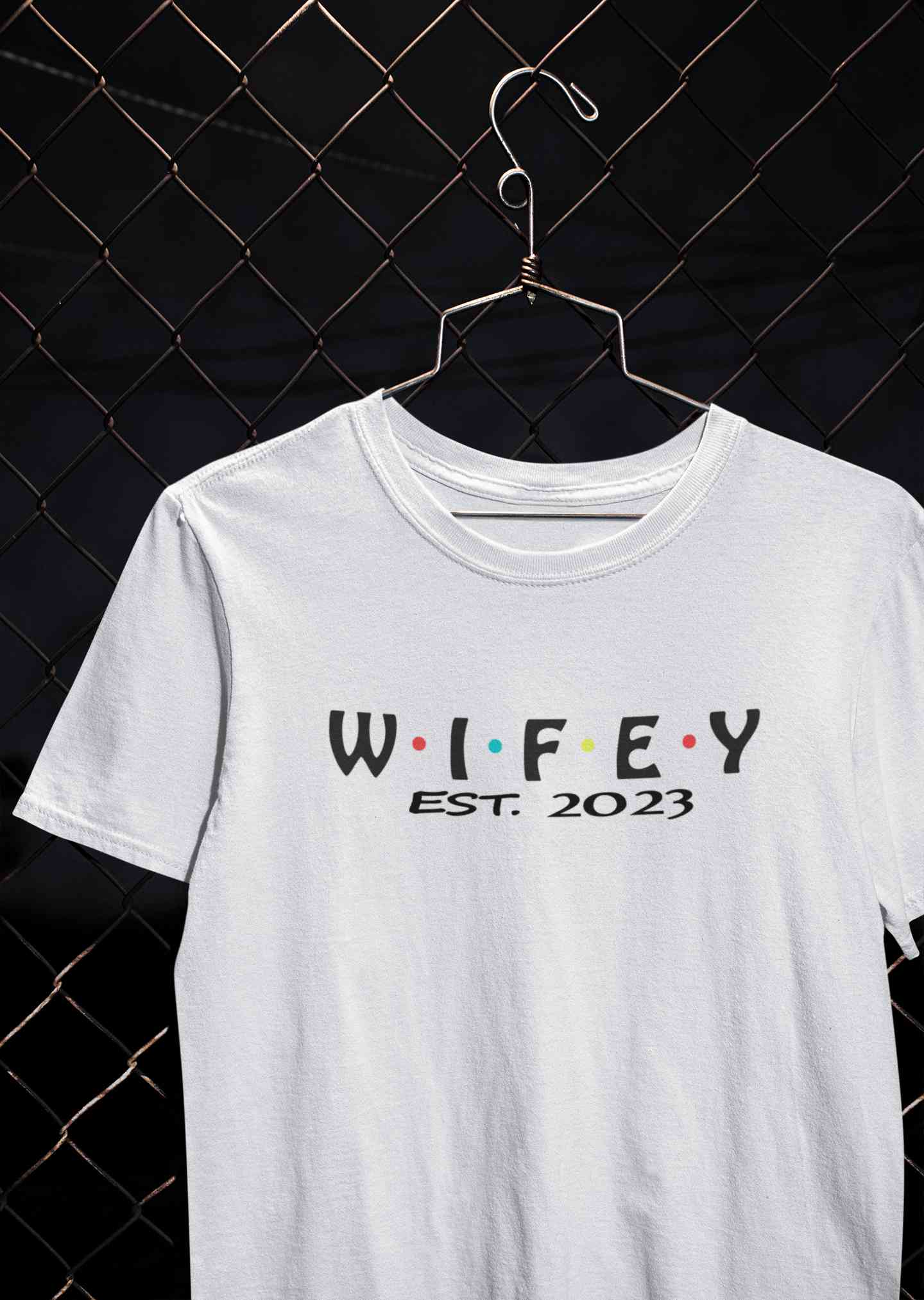 Hubby Wifey Est 2023 Couple Half Sleeves T-Shirts -FunkyTeesClub