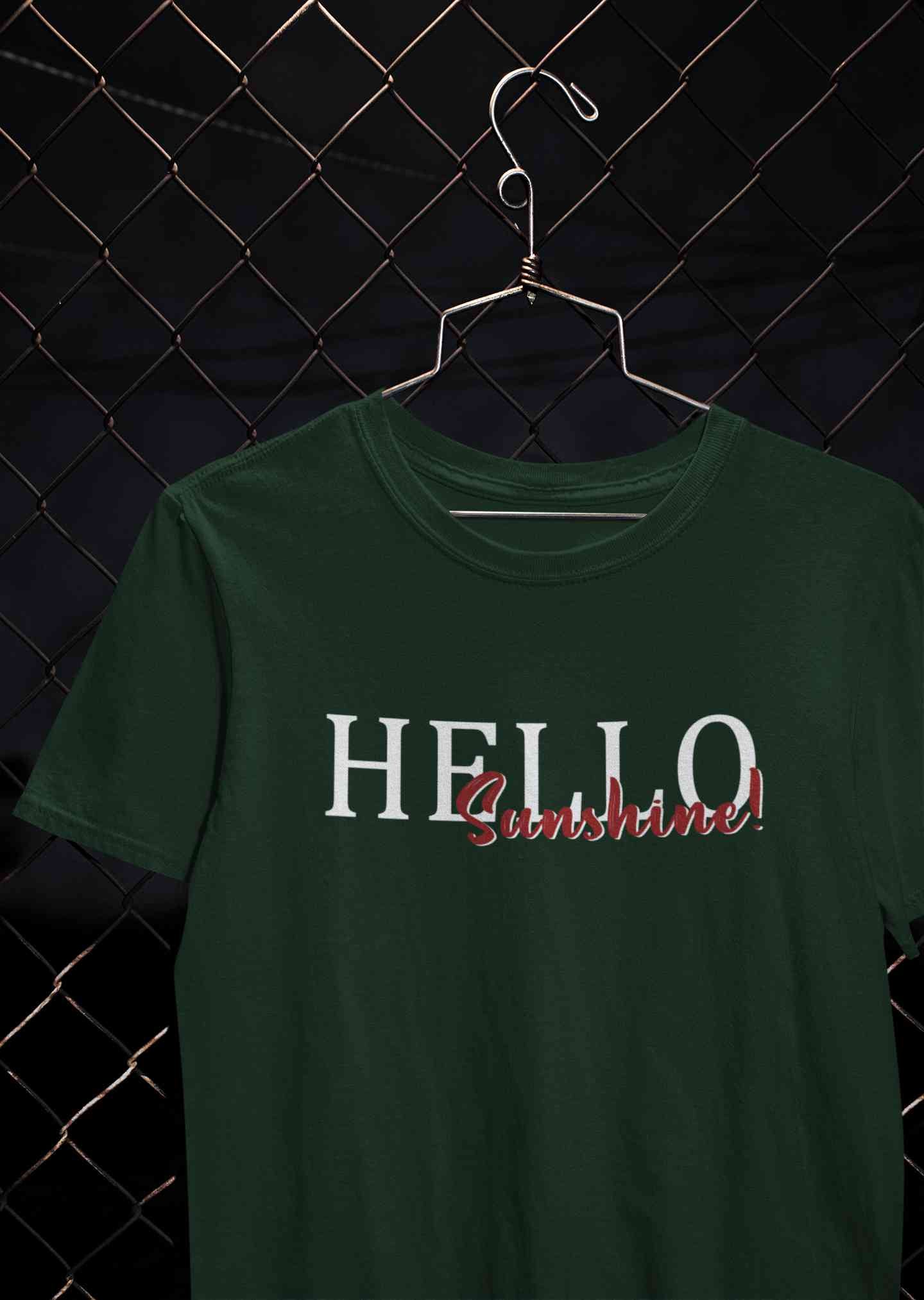 Hello Sunshine Typography Women Half Sleeves T-shirt- FunkyTeesClub