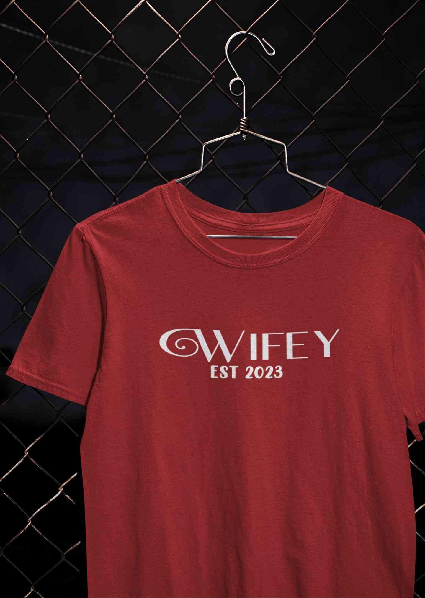 Hubby Wifey Est 2023 Couple Half Sleeves T-Shirts -FunkyTeesClub