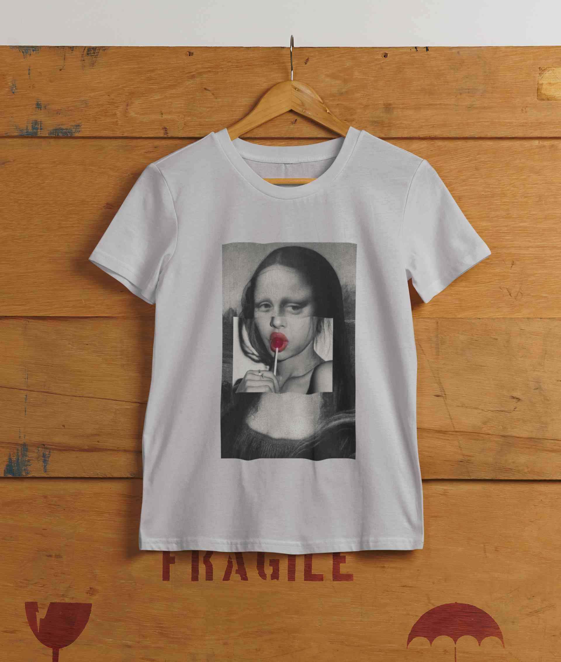 Lollipop Mona Lisa Women Half Sleeves T-shirt- FunkyTeesClub
