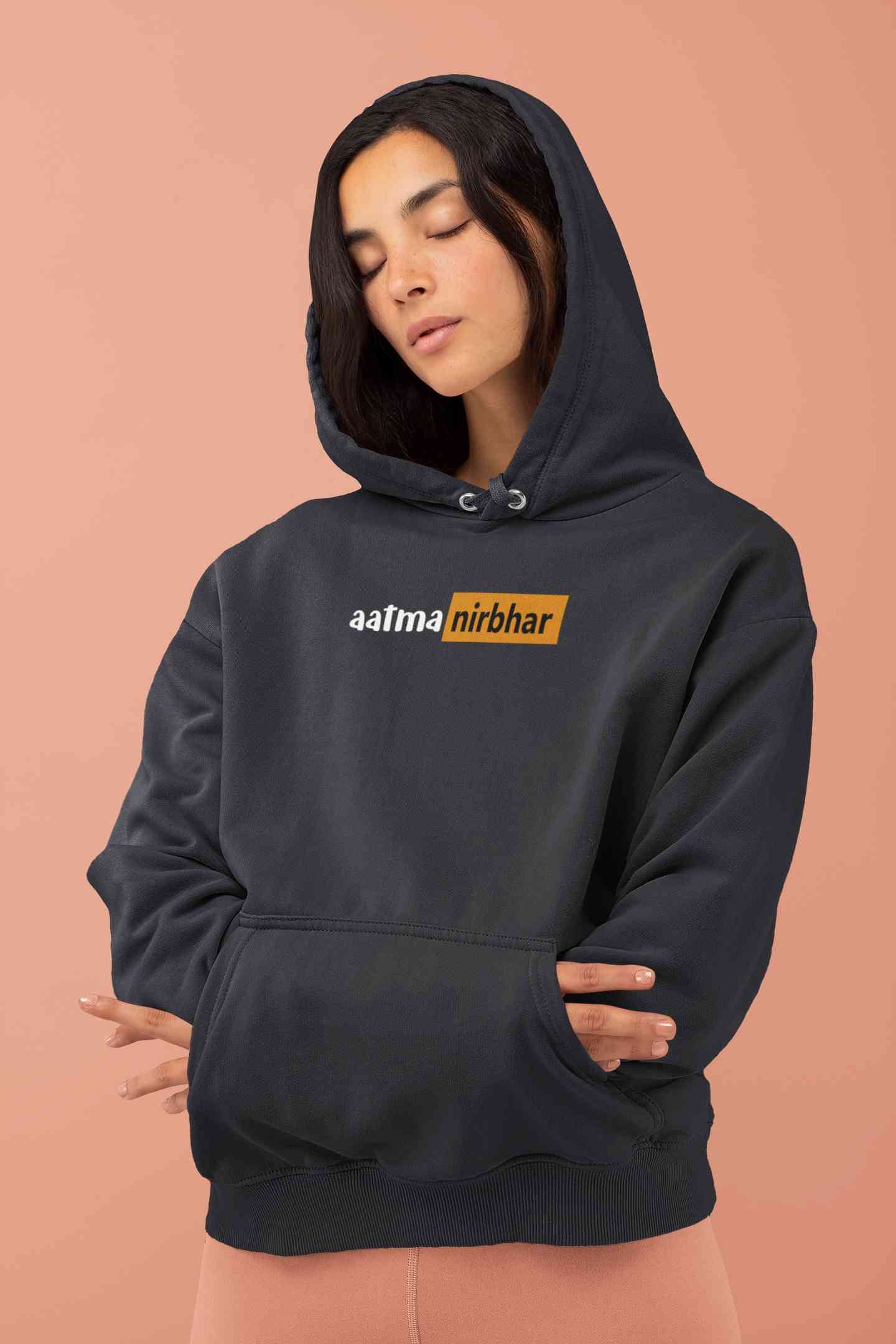 Aatmanirbhar Hoodies for Women-FunkyTeesClub