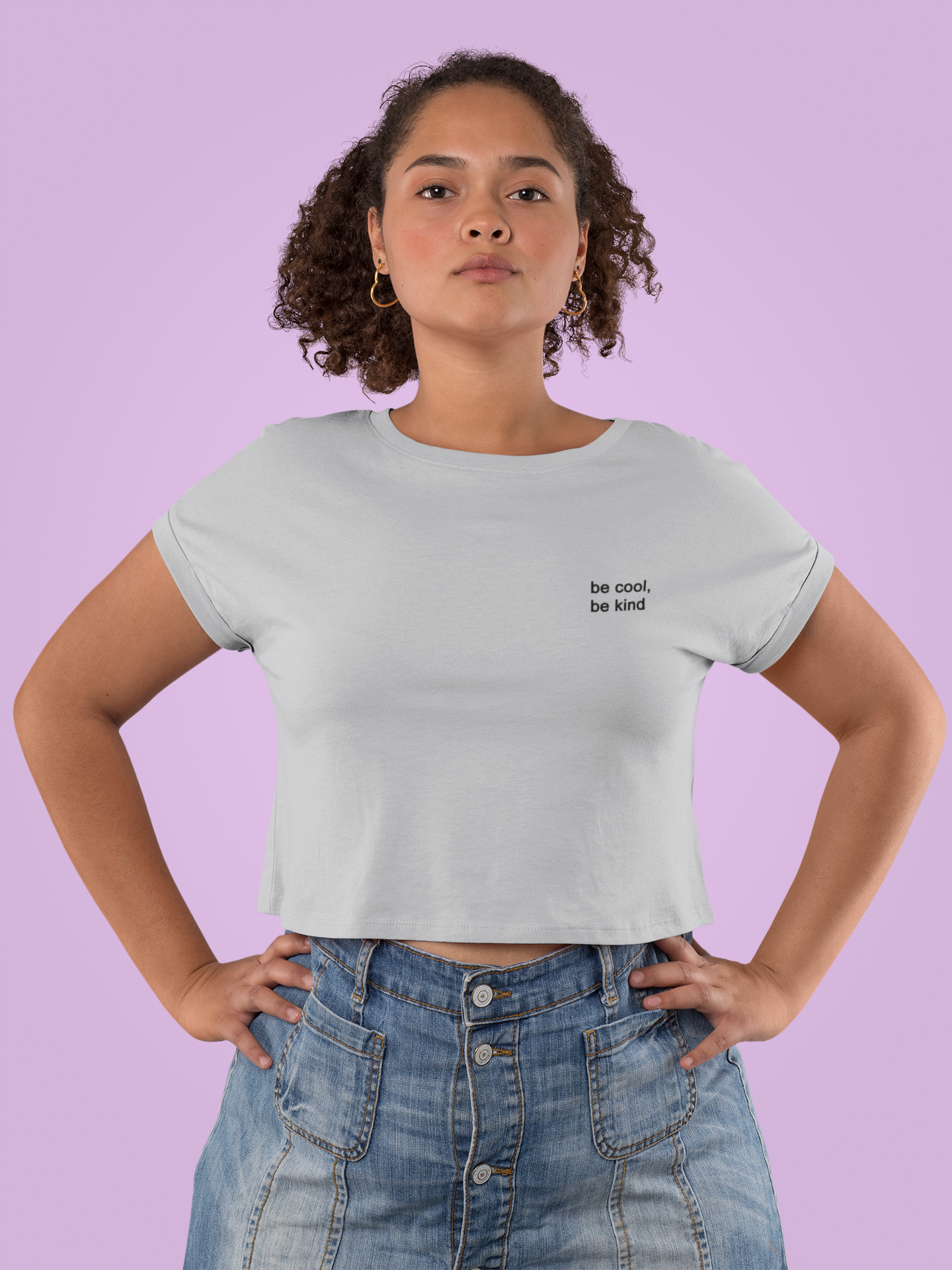 Be Cool Be Kind Minimals Women Crop Top- FunkyTeesClub