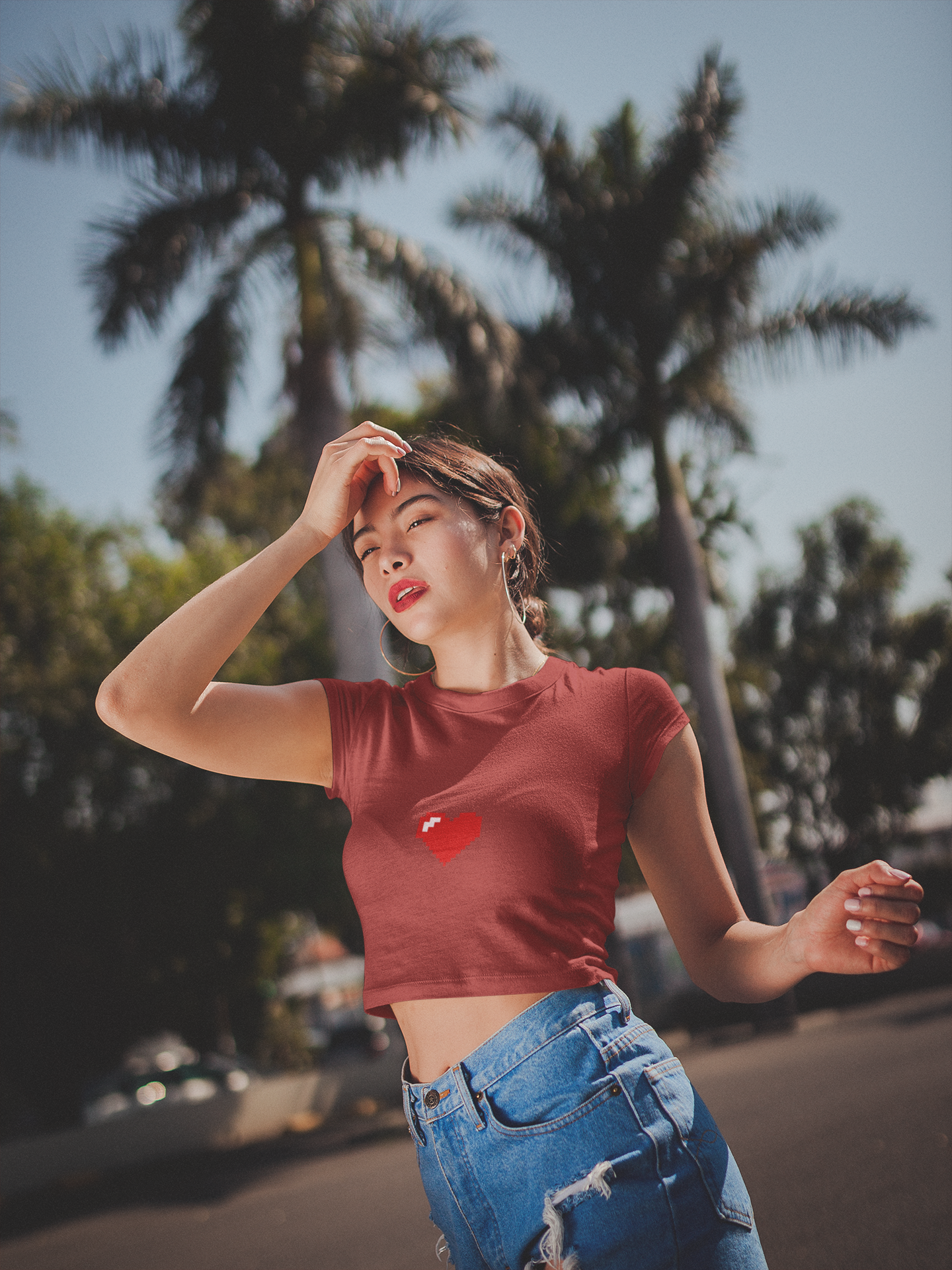 8 Bit Heart Minimals Women Crop Top- FunkyTeesClub