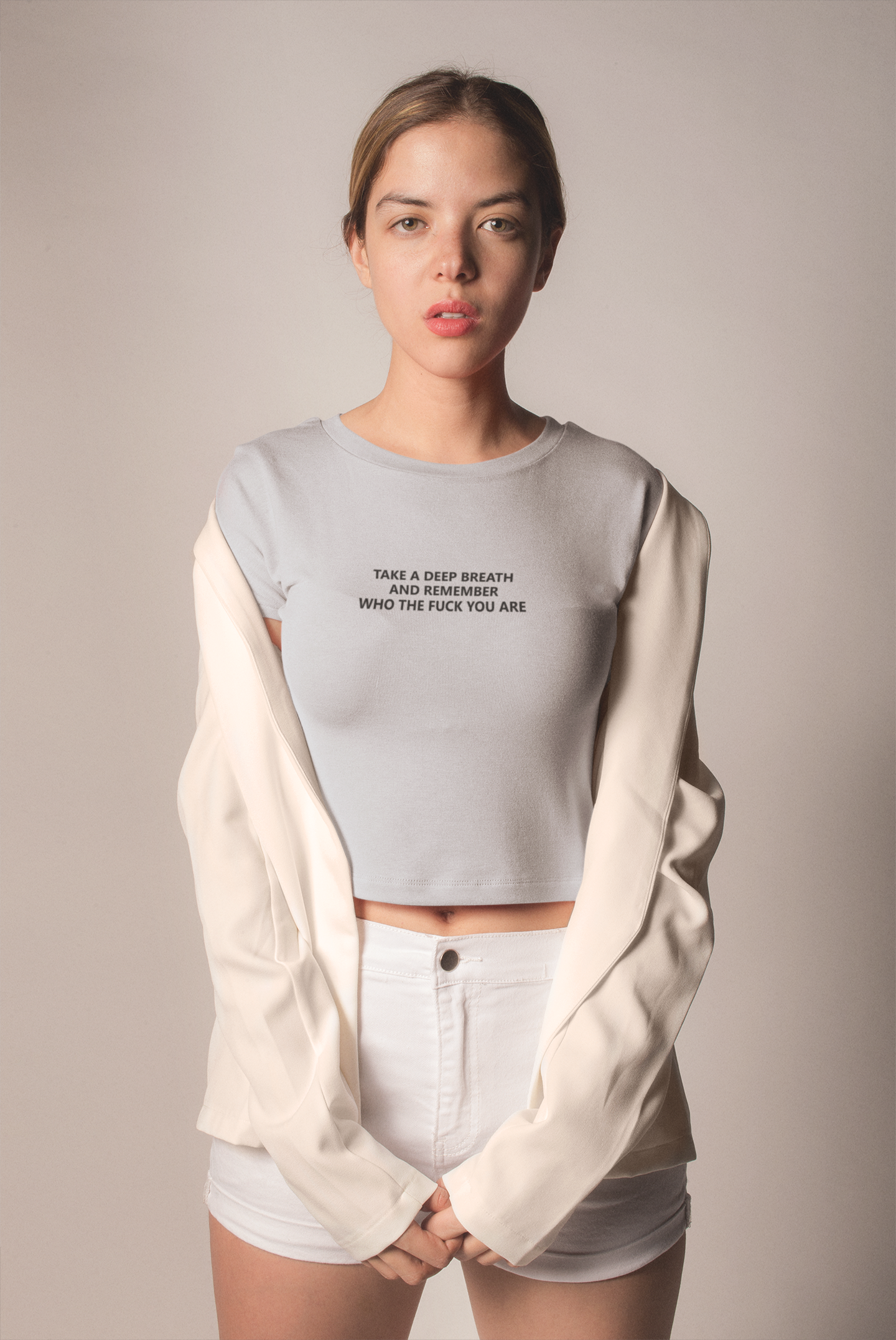 Take A Deep Breath And Remember Who The Fuck You Are Quotes Women Crop Top- FunkyTeesClub