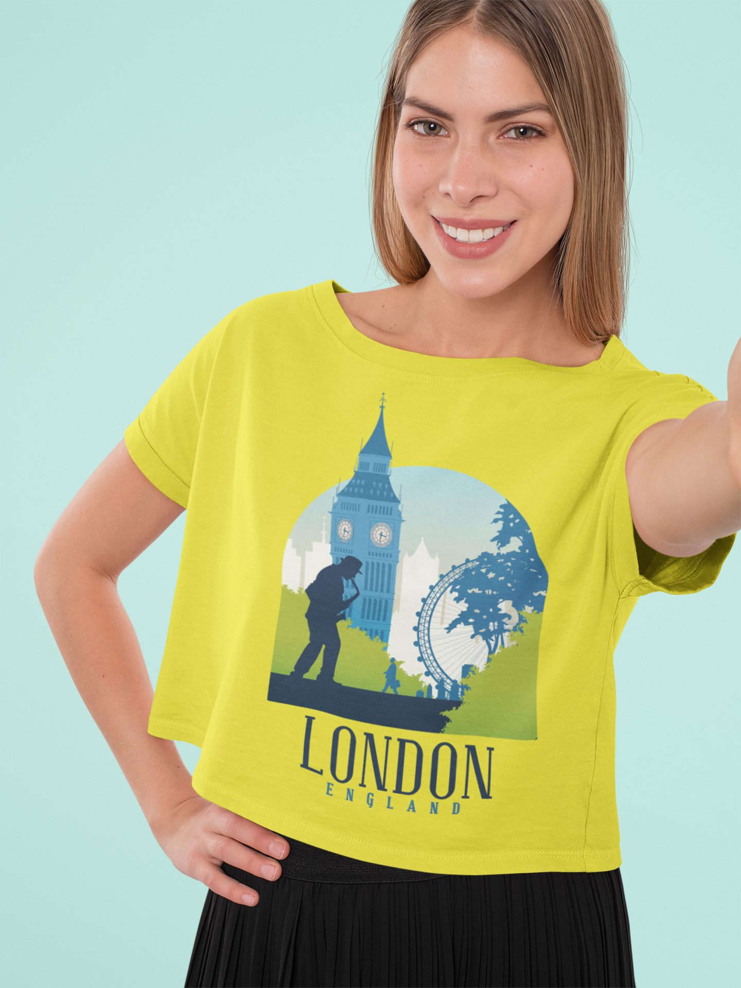 London Skyline Women Crop Top- FunkyTeesClub