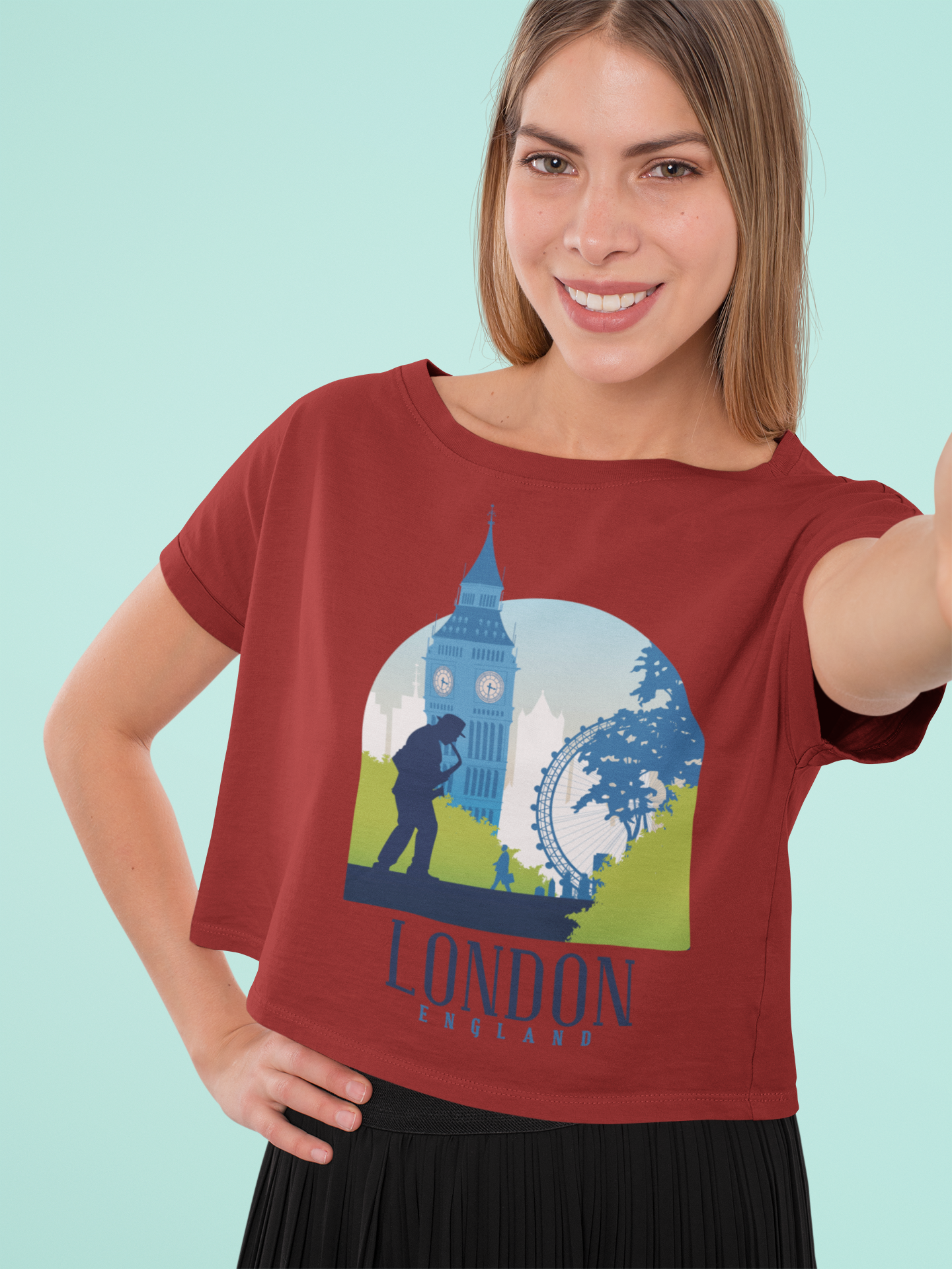 London Skyline Women Crop Top- FunkyTeesClub