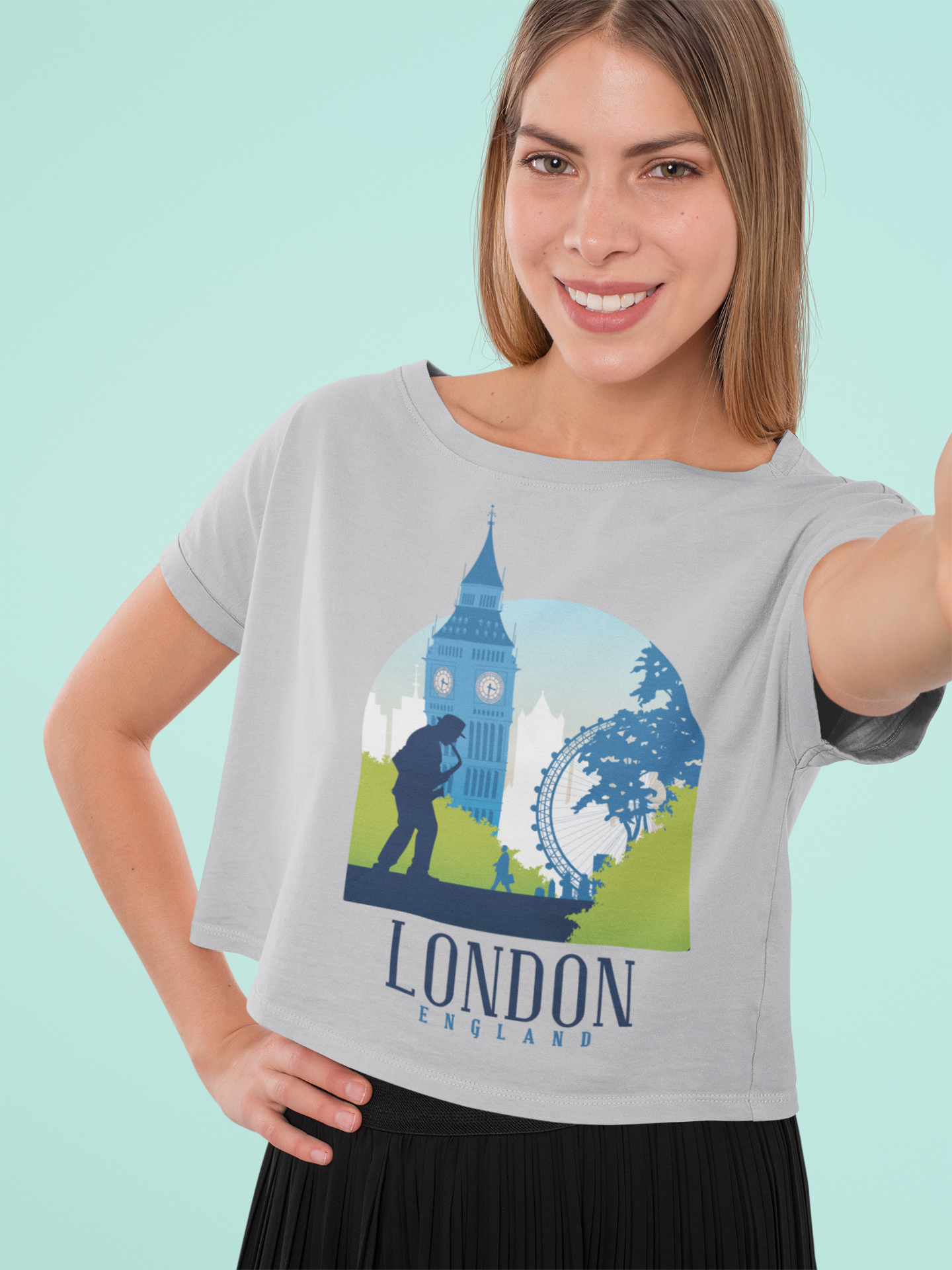 London Skyline Women Crop Top- FunkyTeesClub