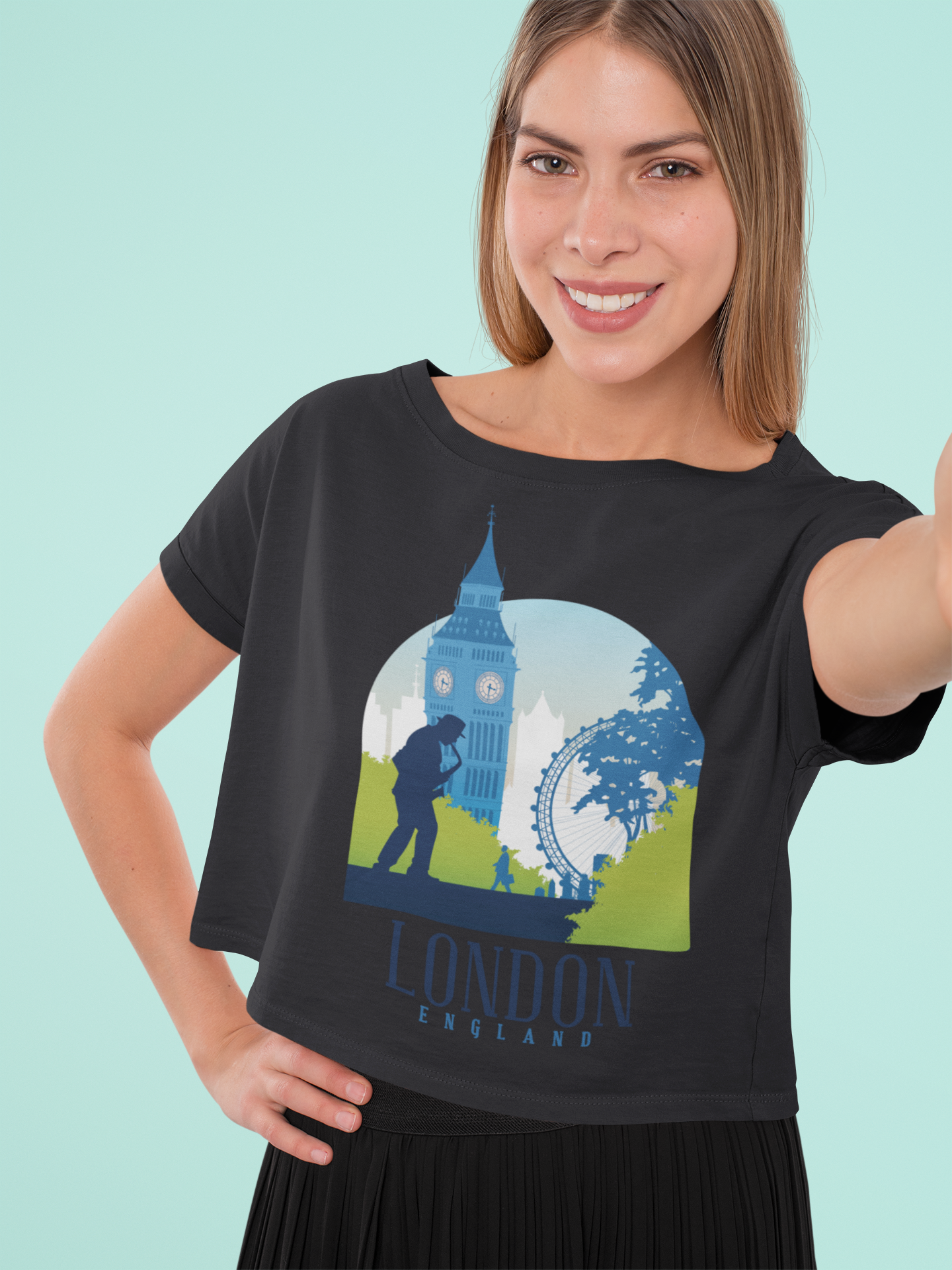 London Skyline Women Crop Top- FunkyTeesClub