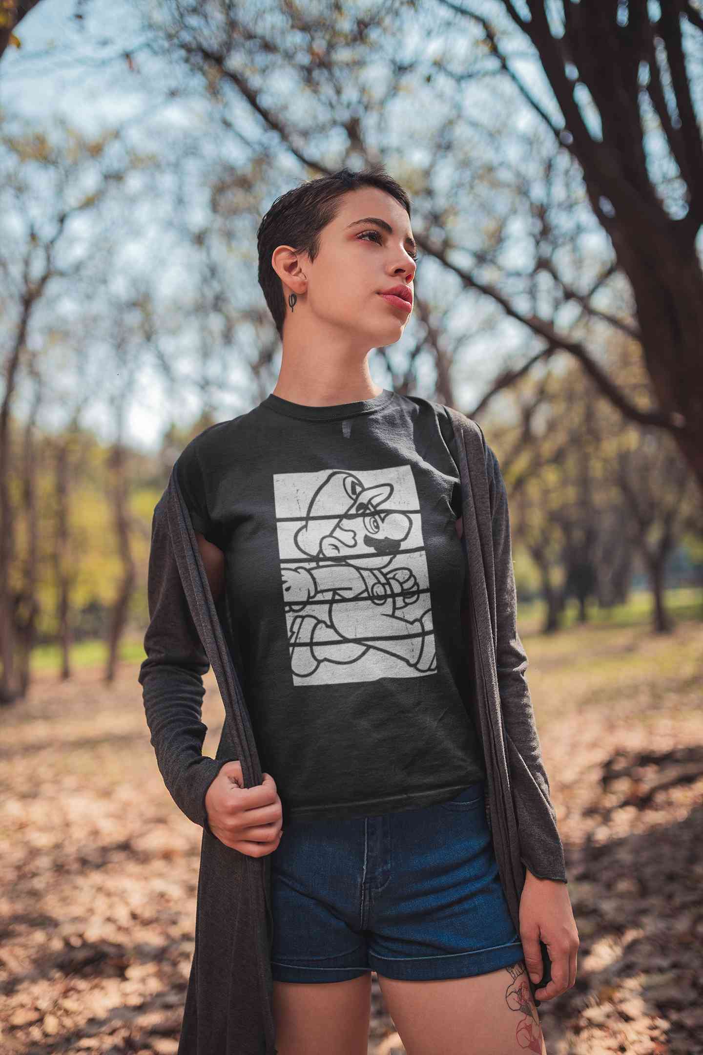 Super Mario Side Run Panels Women Half Sleeves T-shirt- FunkyTeesClub