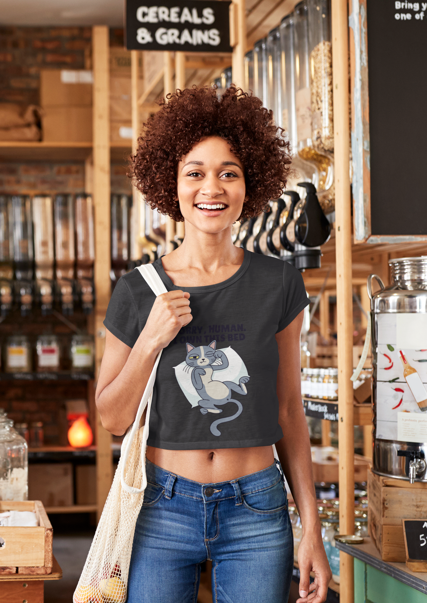 Sleepy Cat Month Women Crop Top- FunkyTeesClub