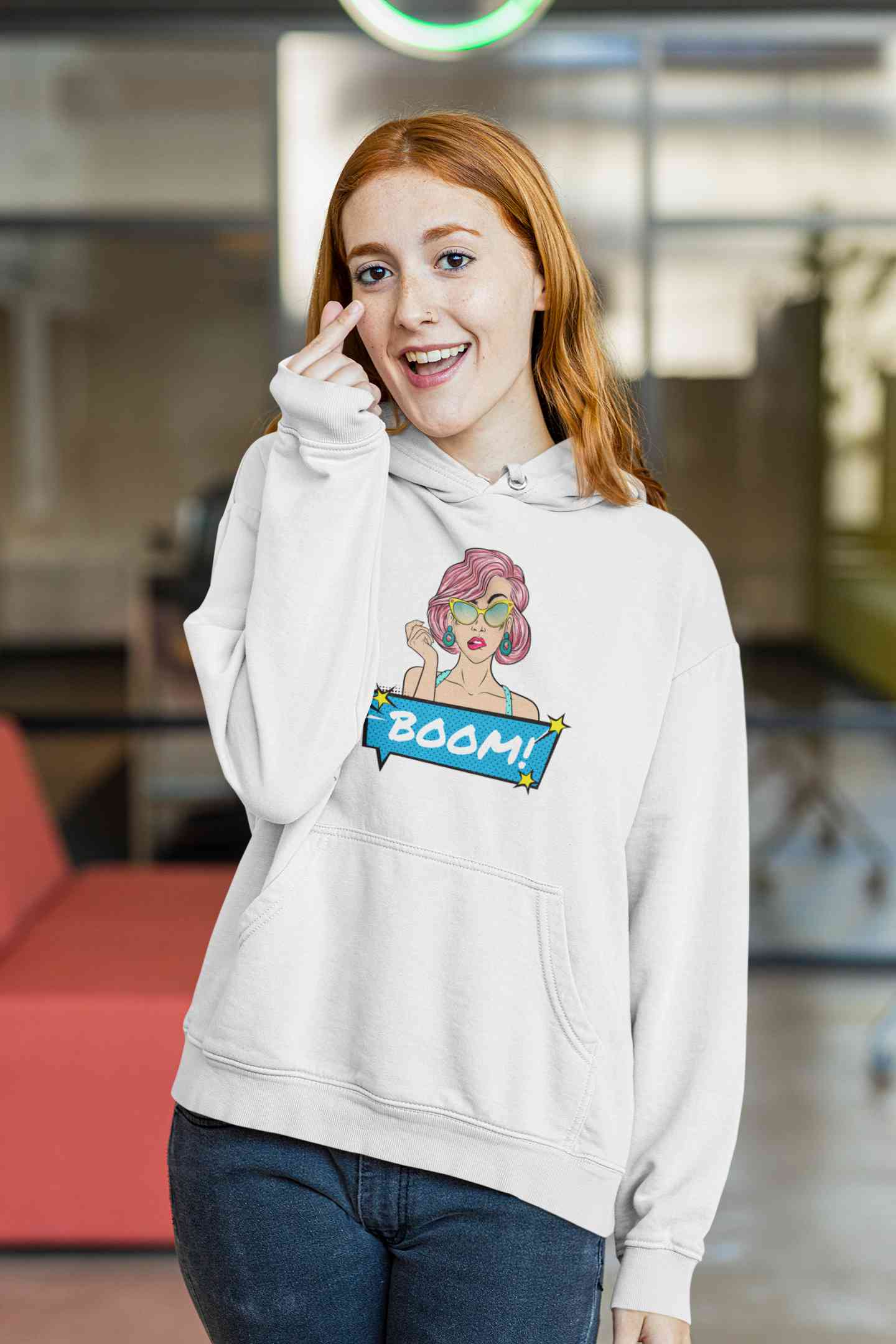 Boom Hoodies for Women-FunkyTeesClub