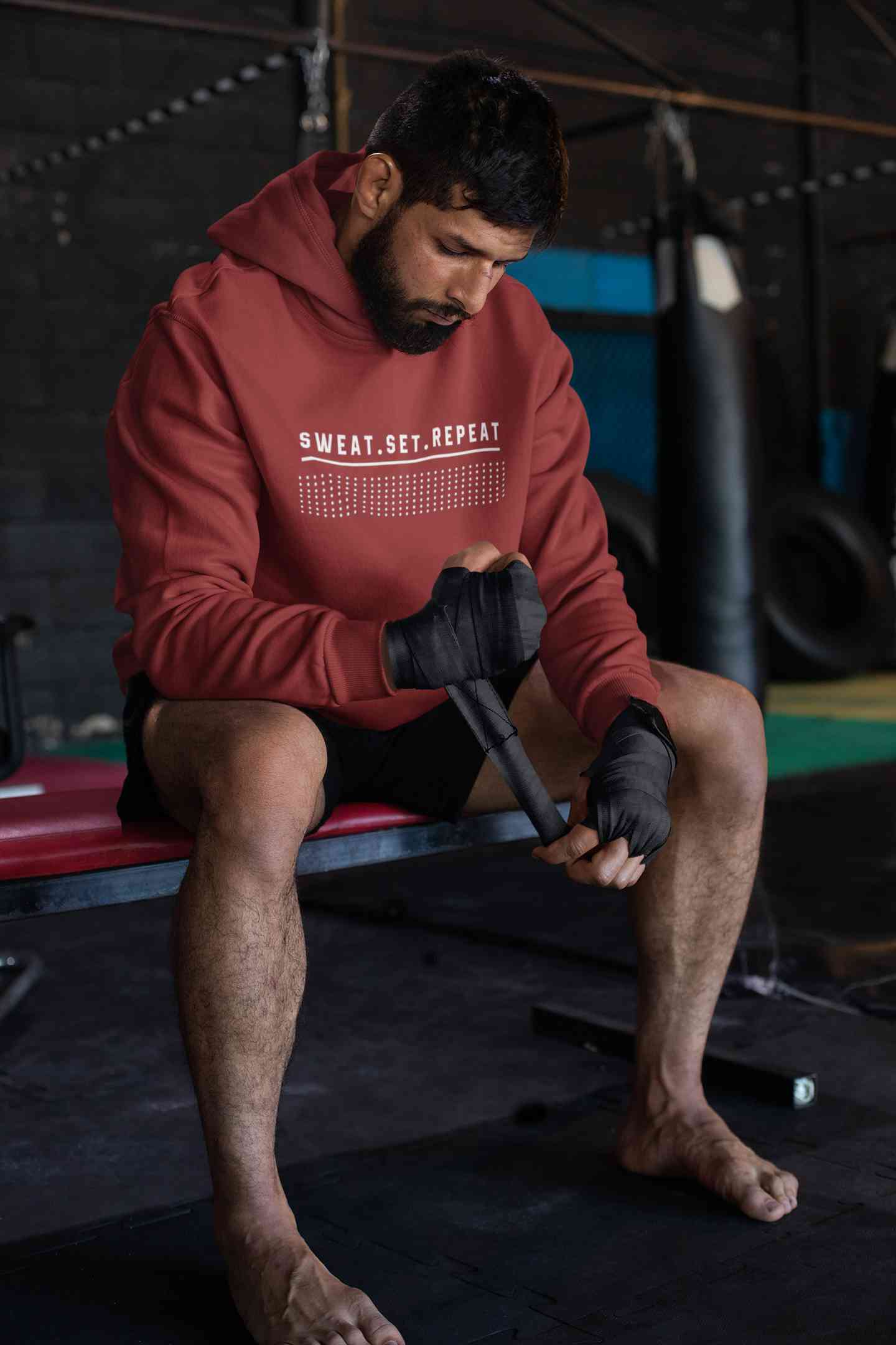 Sweat Set Repeat Men Hoodies-FunkyTeesClub