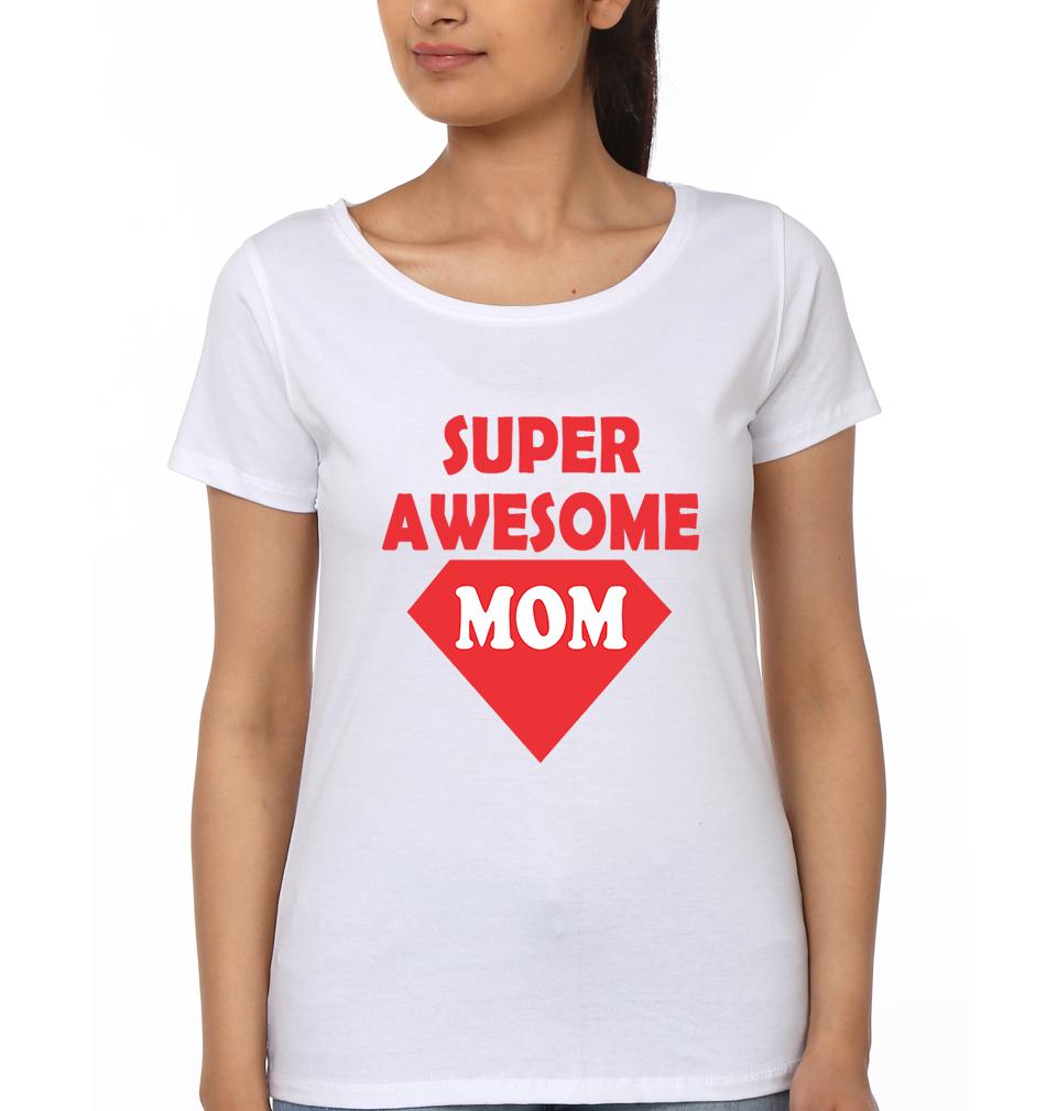 Super Awesome Mom Super Awesome Kid Mother and Daughter Matching T-Shirt- FunkyTeesClub