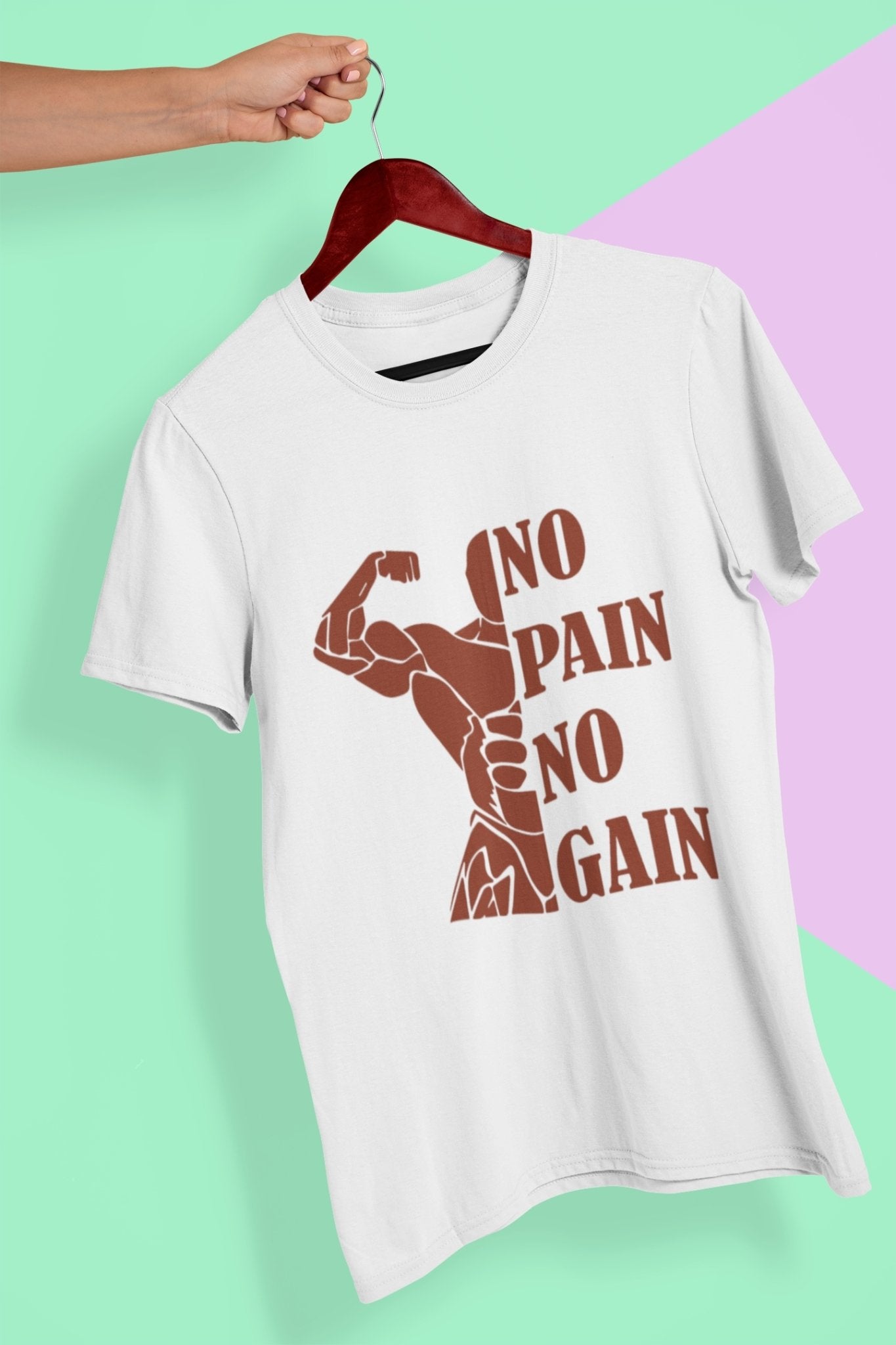 No Pain No Gain Gym And Workout Mens Half Sleeves T-shirt- FunkyTeesClub - Funky Tees Club