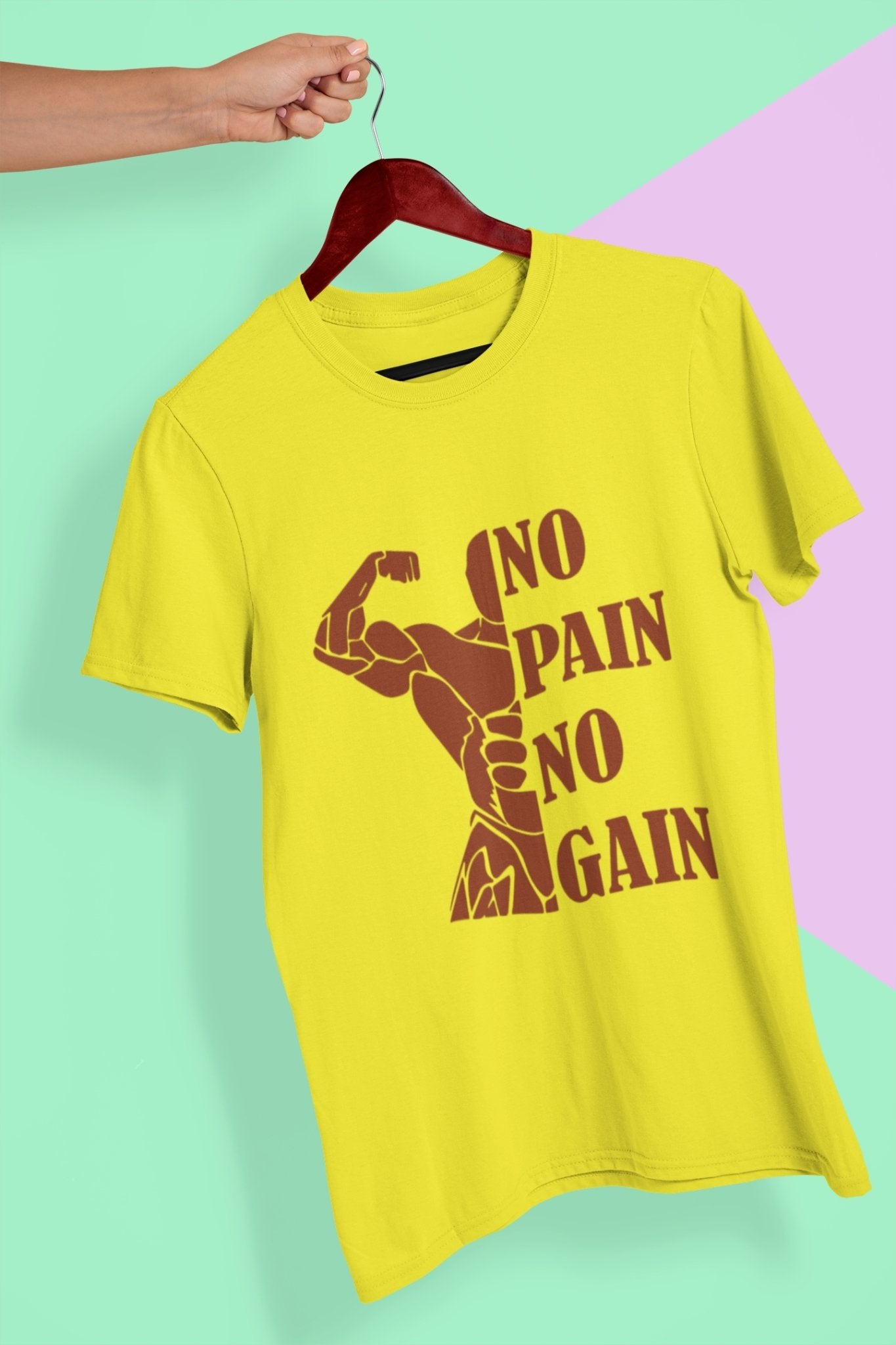 No Pain No Gain Gym And Workout Mens Half Sleeves T-shirt- FunkyTeesClub - Funky Tees Club