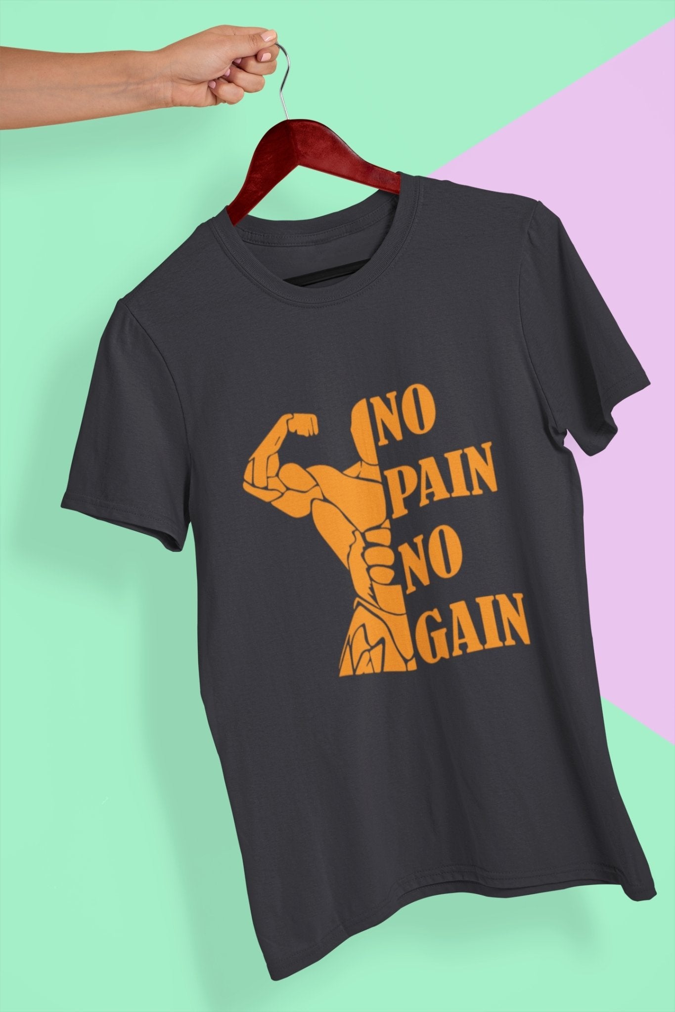No Pain No Gain Gym And Workout Women Half Sleeves T-shirt- FunkyTeesClub - Funky Tees Club