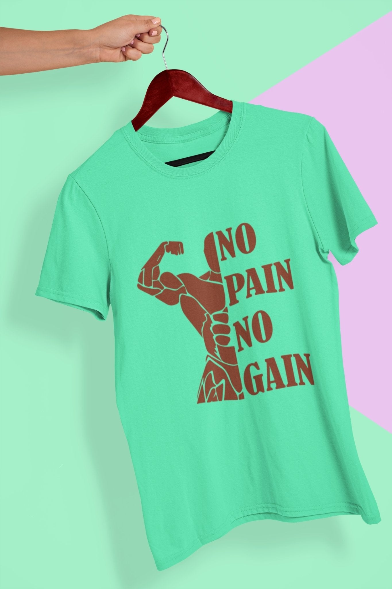 No Pain No Gain Gym And Workout Women Half Sleeves T-shirt- FunkyTeesClub - Funky Tees Club
