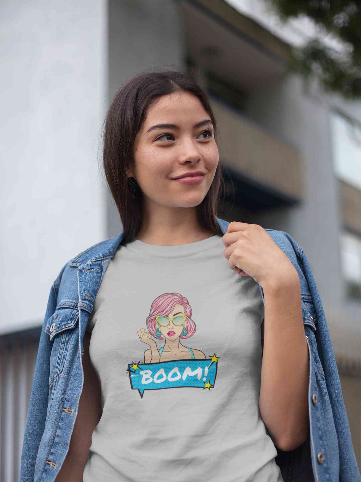 Boom Women Half Sleeves T-shirt- FunkyTeesClub
