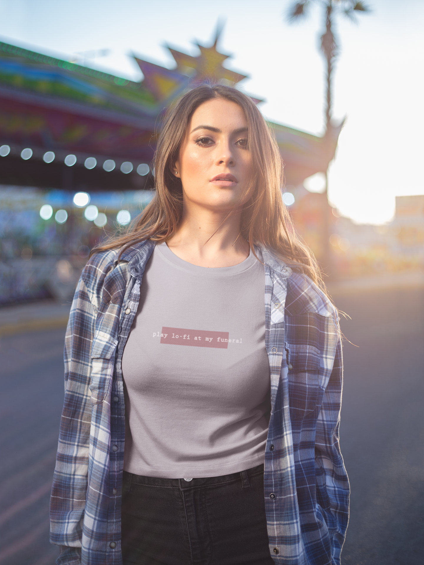 Play Lofi At My Funeral Minimals Women Crop Top- FunkyTeesClub