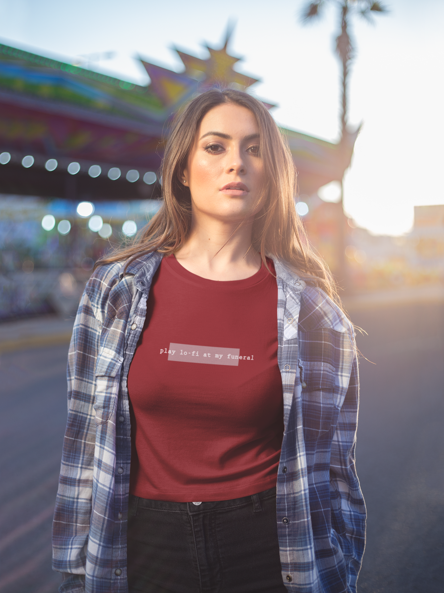 Play Lofi At My Funeral Minimals Women Crop Top- FunkyTeesClub