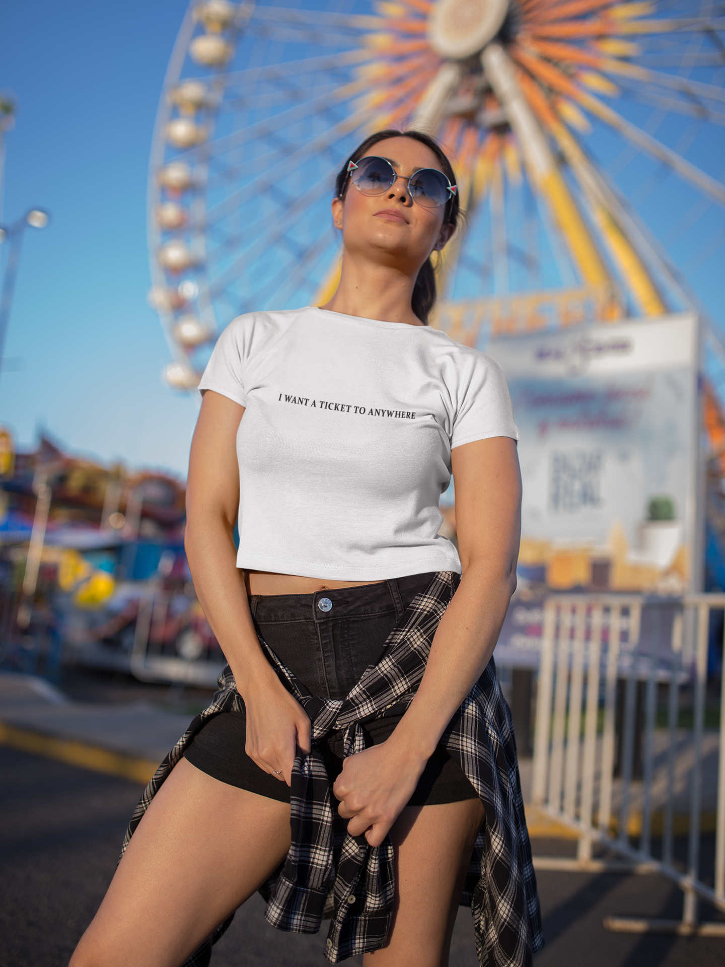 I Want Ticket Minimals Women Crop Top- FunkyTeesClub