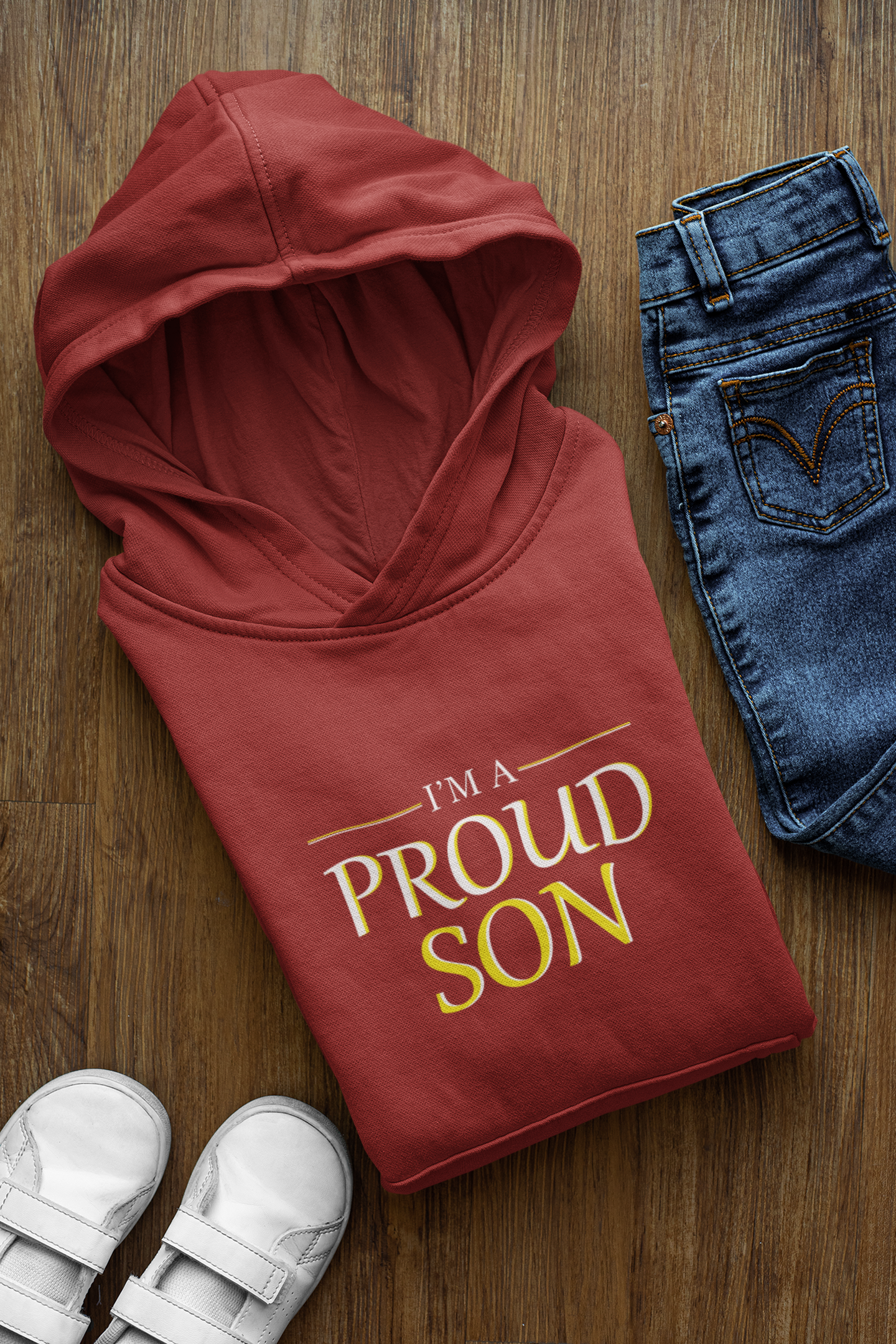 Proud Dad Father and Son Red Matching Hoodies- FunkyTeesClub