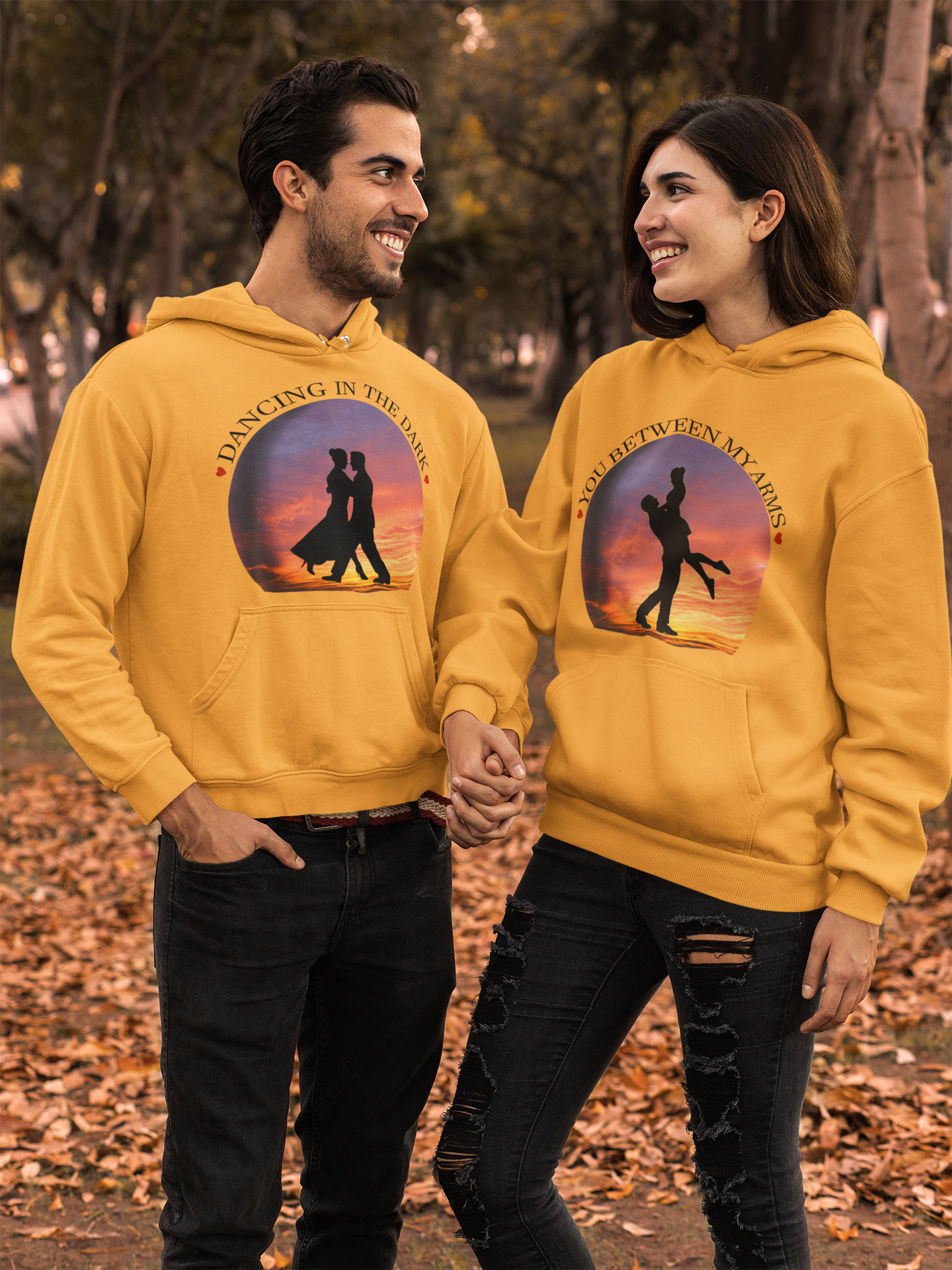 Dancing In The Dark You Between My Arms Couple Hoodie-FunkyTeesClub