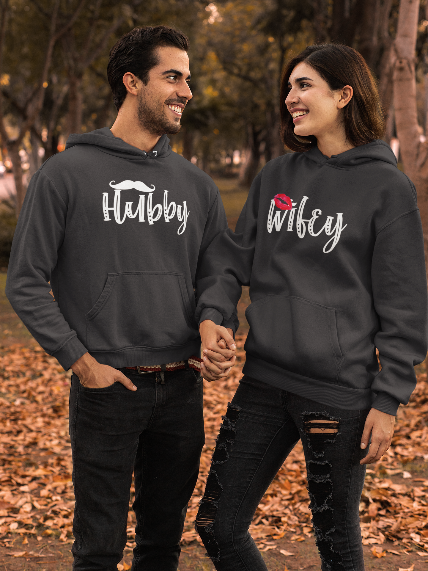 Hubby Wifey Couple Hoodie-FunkyTeesClub