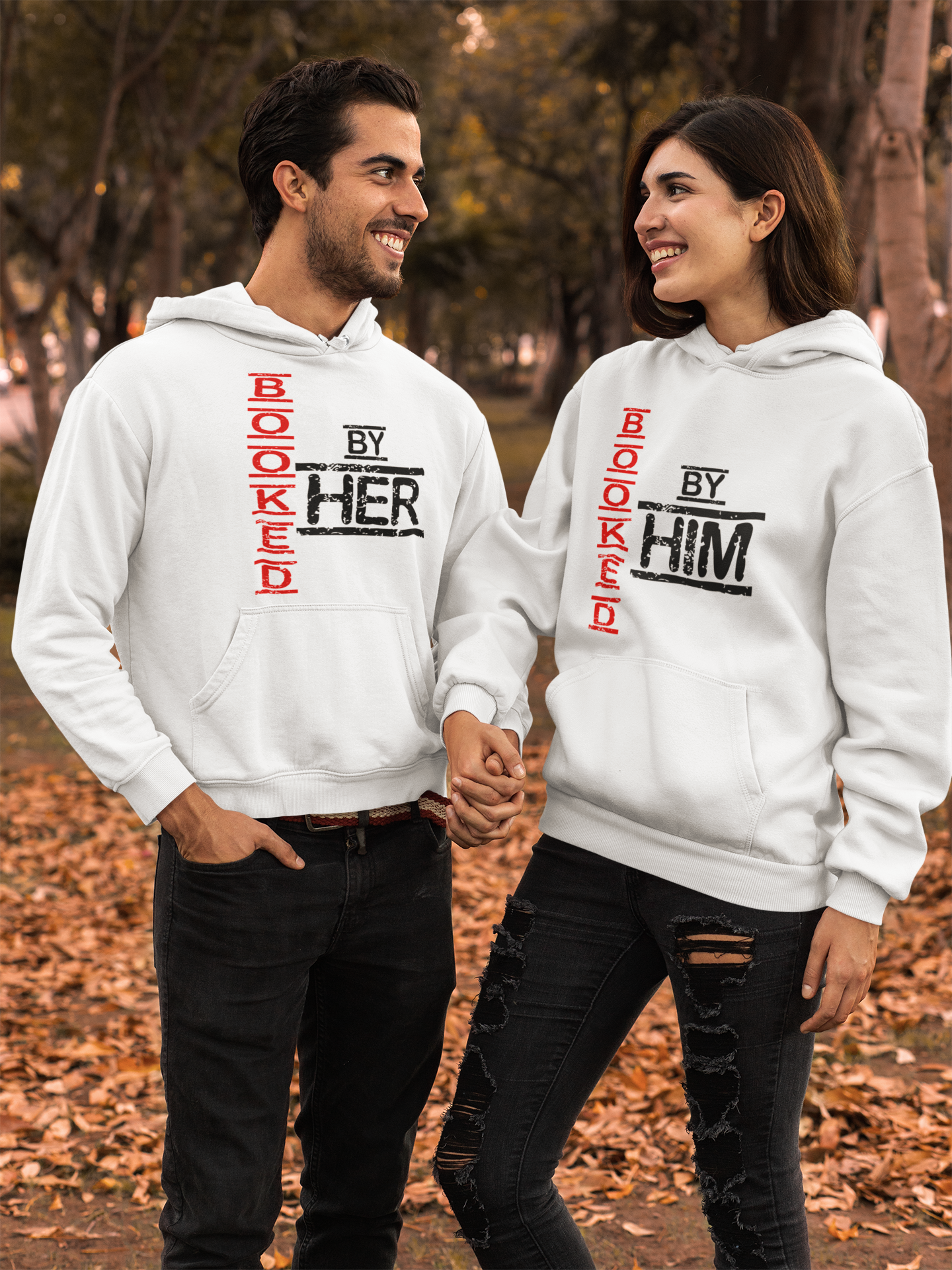 Booked By Him Her Couple Hoodie-FunkyTeesClub