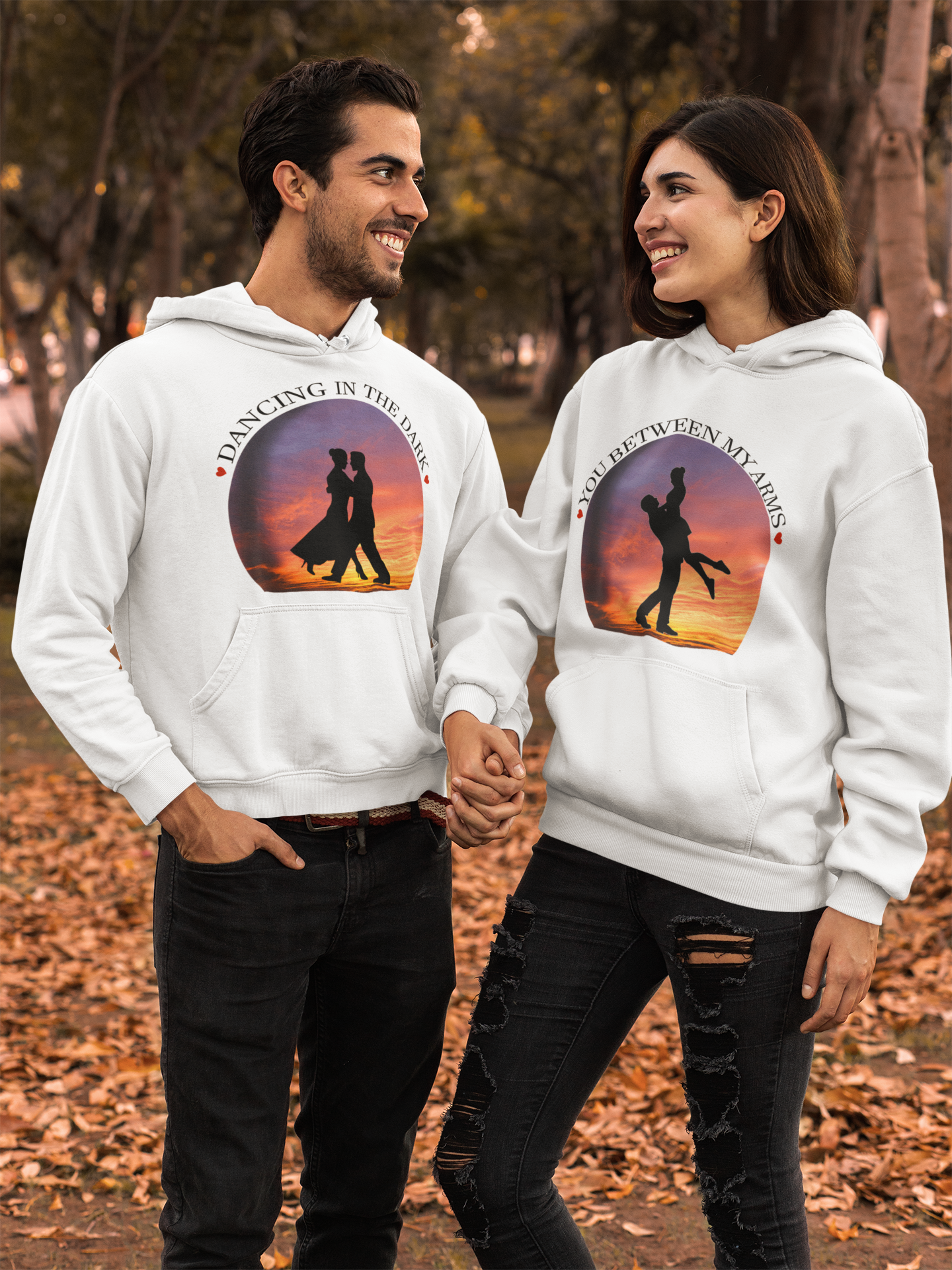 Dancing In The Dark You Between My Arms Couple Hoodie-FunkyTeesClub