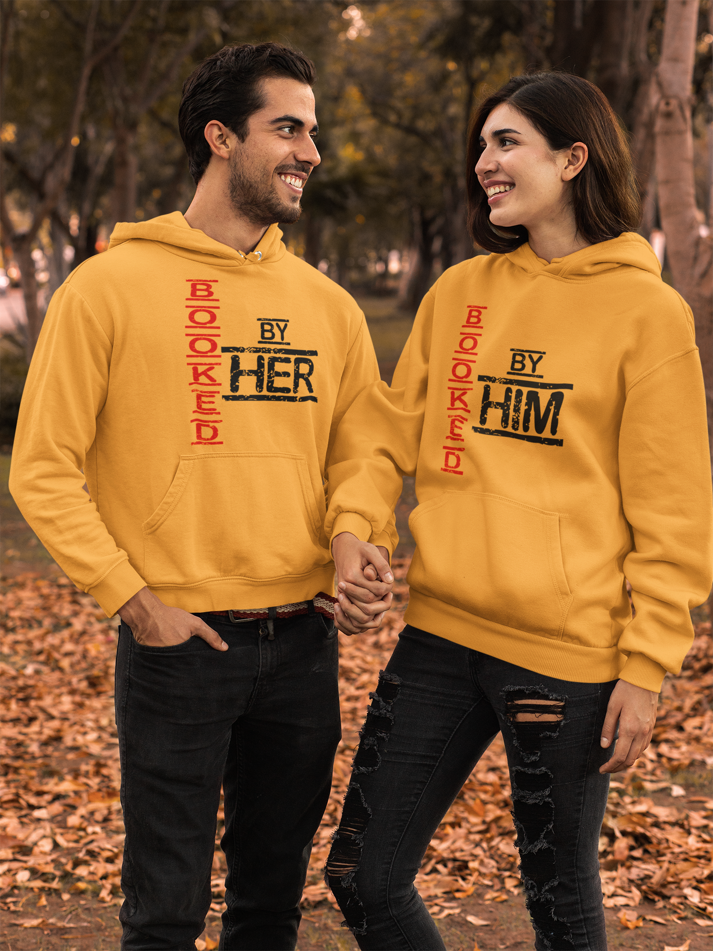 Booked By Him Her Couple Hoodie-FunkyTeesClub