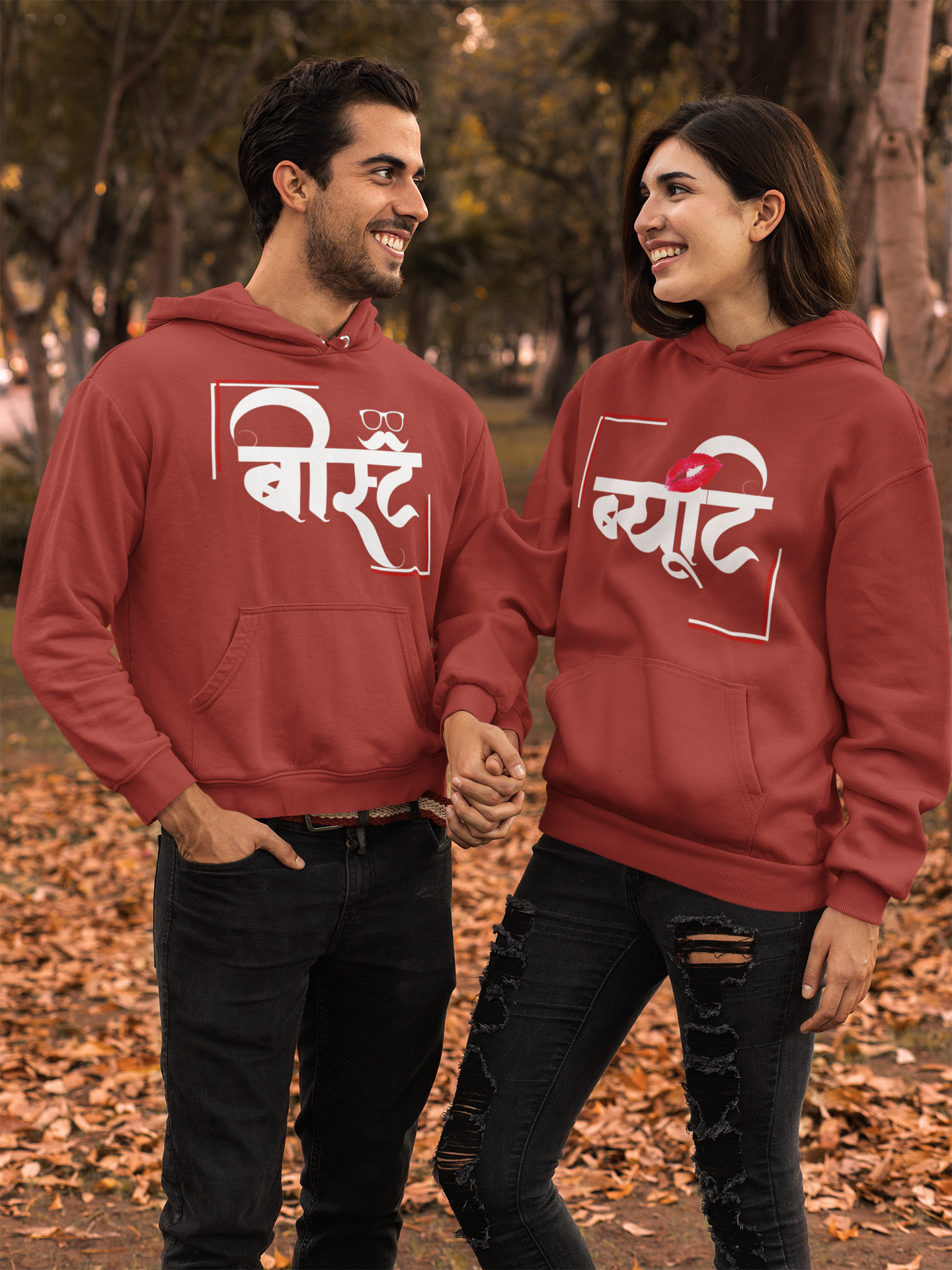 Beauty Beast Couple Hoodie-FunkyTeesClub