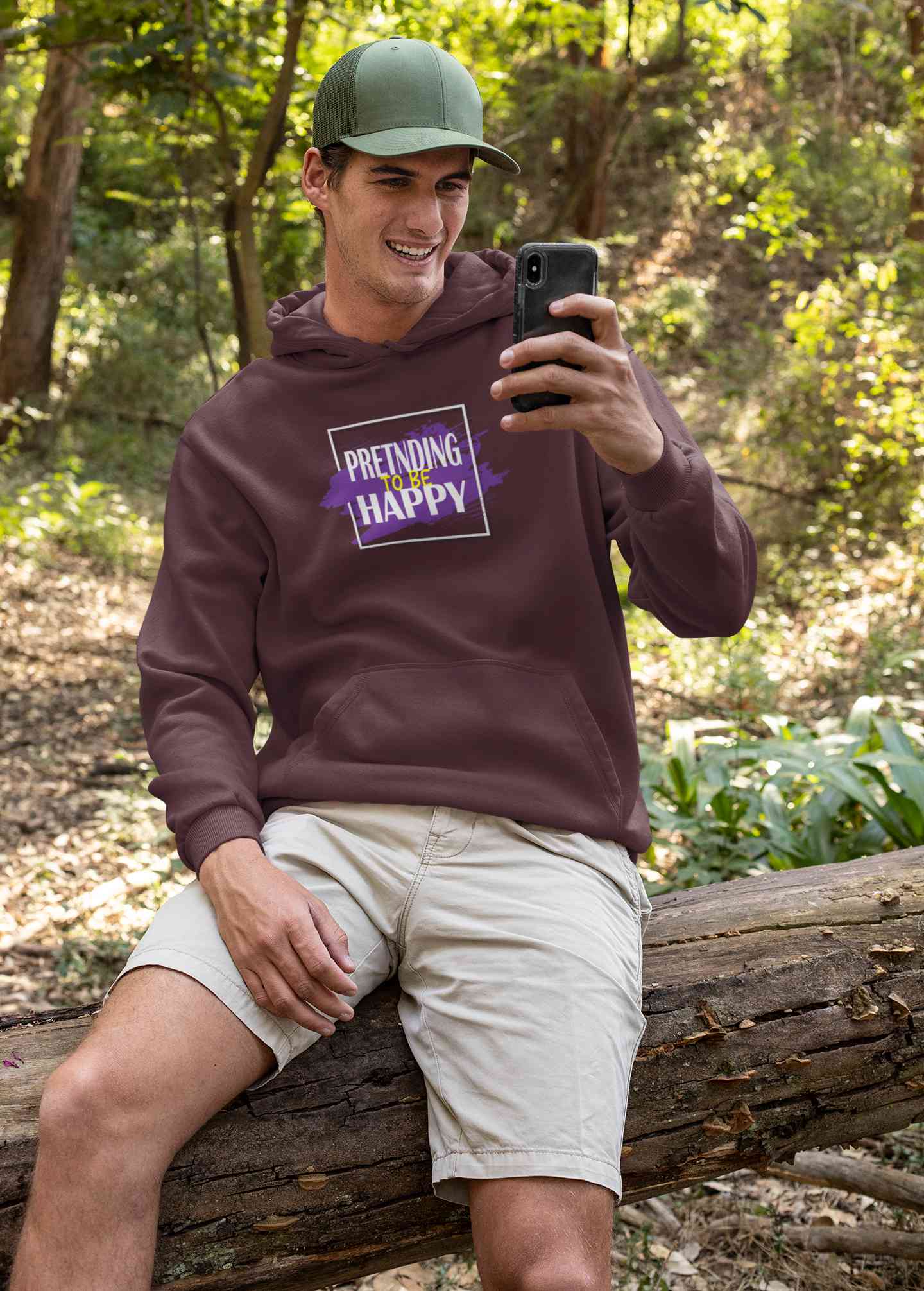 Pretending To Be Happy Men Hoodies-FunkyTeesClub