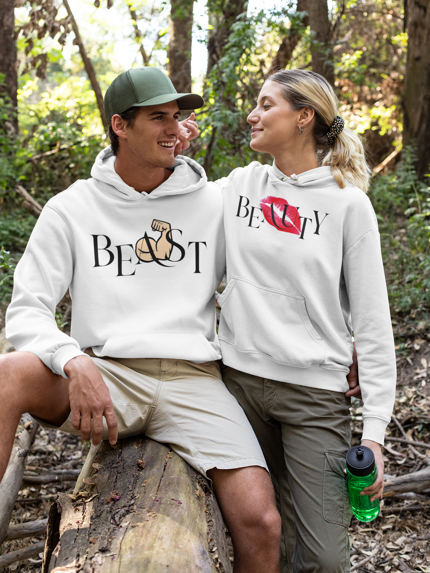 Beauty Beast Couple Hoodie-FunkyTeesClub