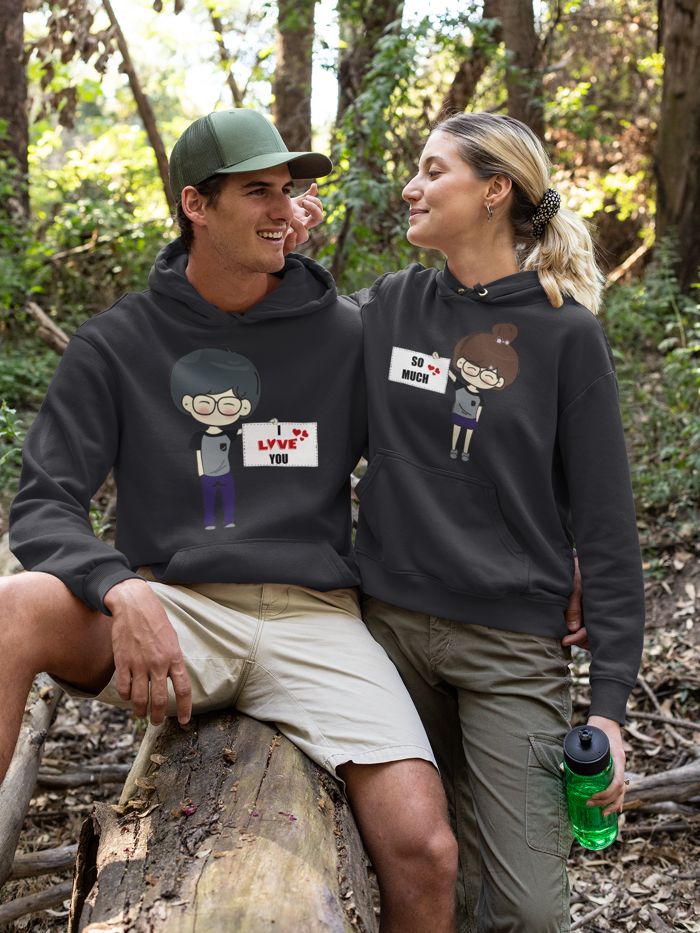 Love Tag Couple Hoodie-FunkyTeesClub