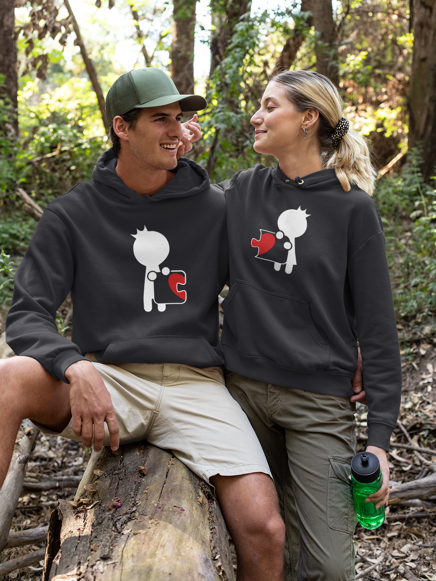 Puzzle Couple Hoodie-FunkyTeesClub