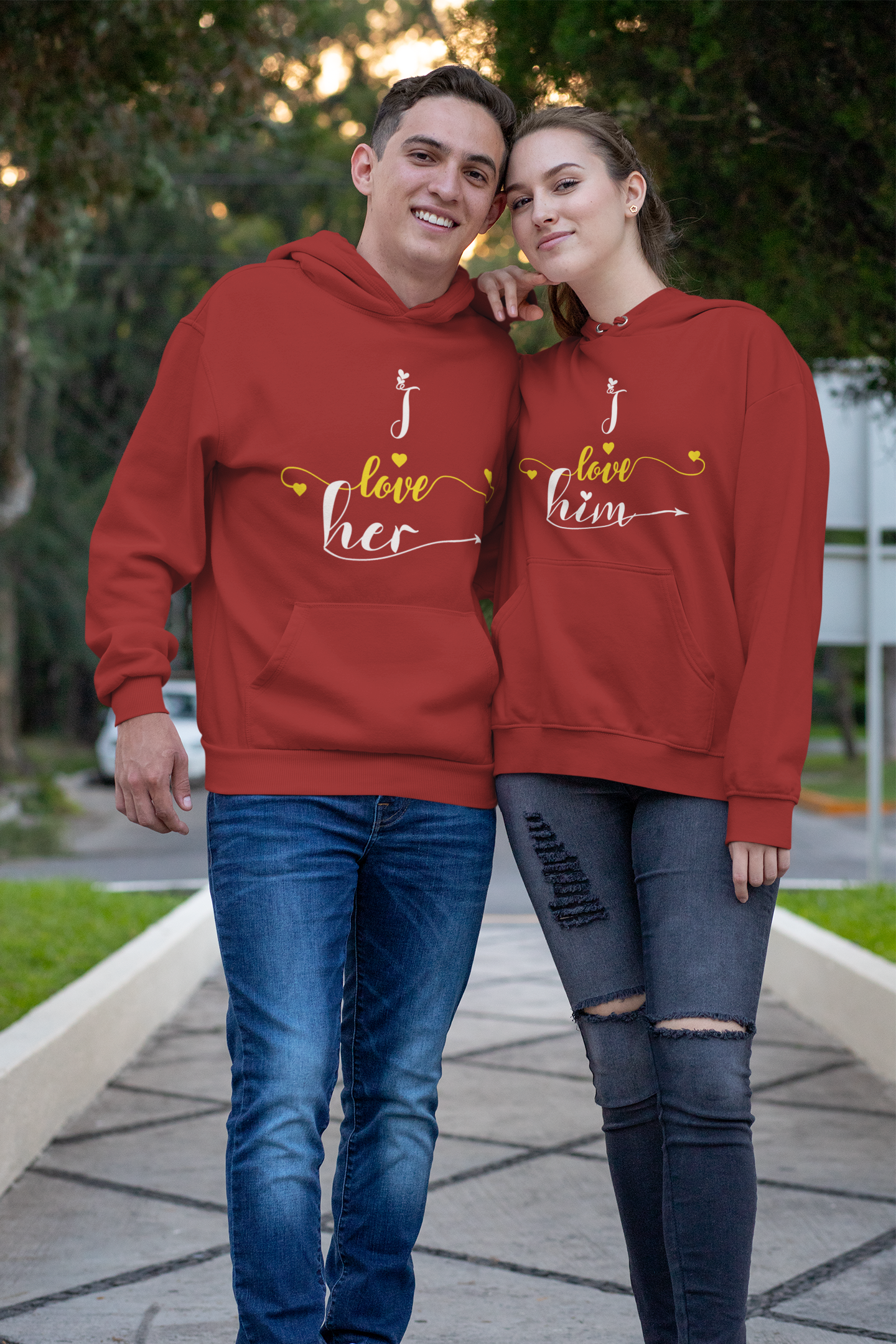I Love Her Him Couple Hoodie-FunkyTeesClub