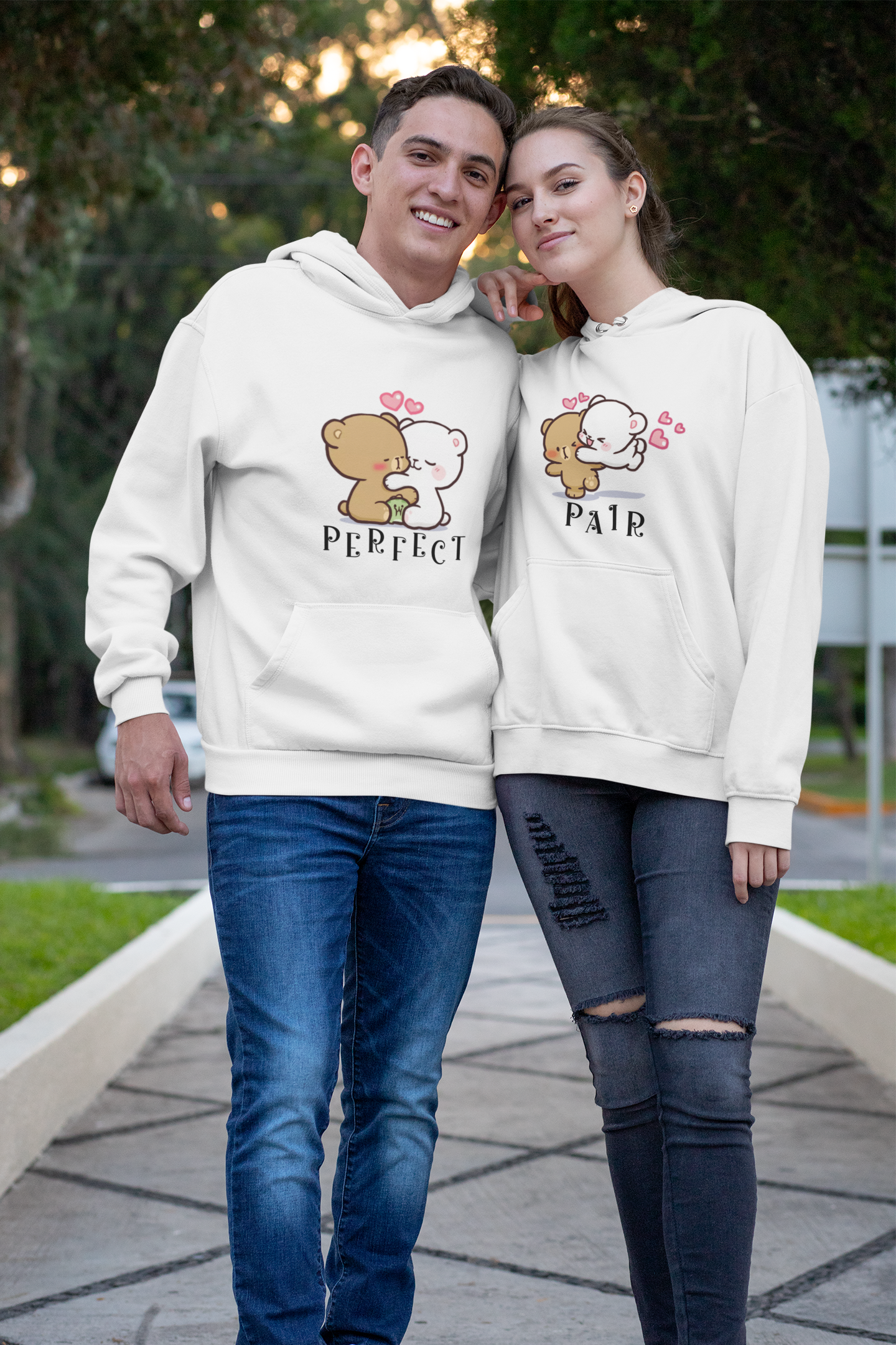 Perfect Pair Couple Hoodie-FunkyTeesClub